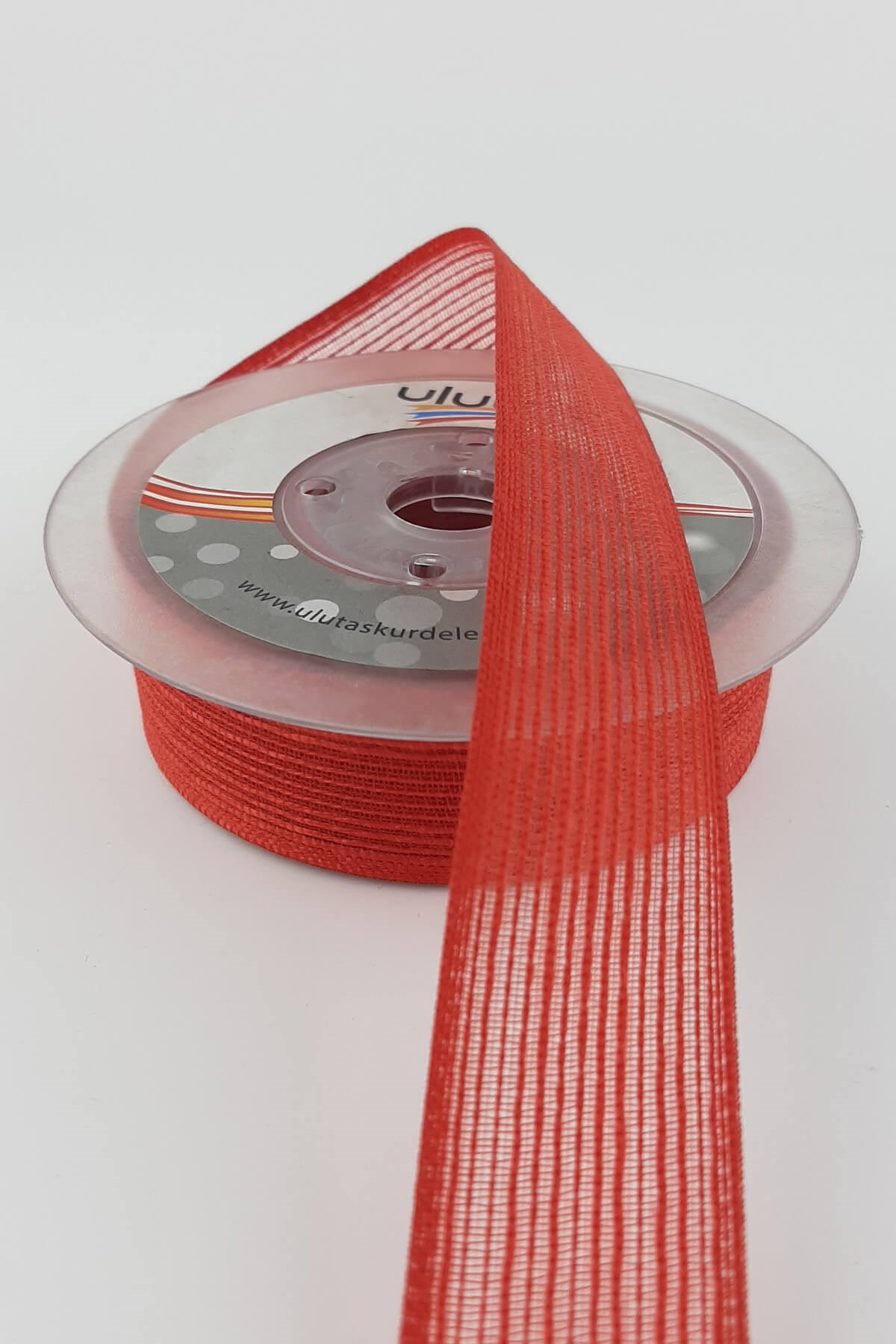 Red Linen Effect Ribbon 2,5 cm 10 m