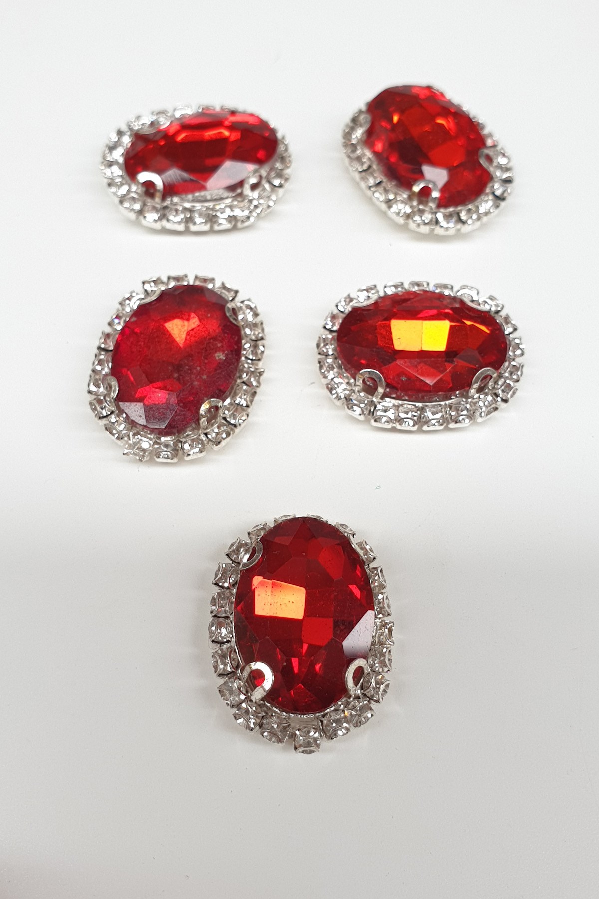 Red Oval Cased Studded Stone