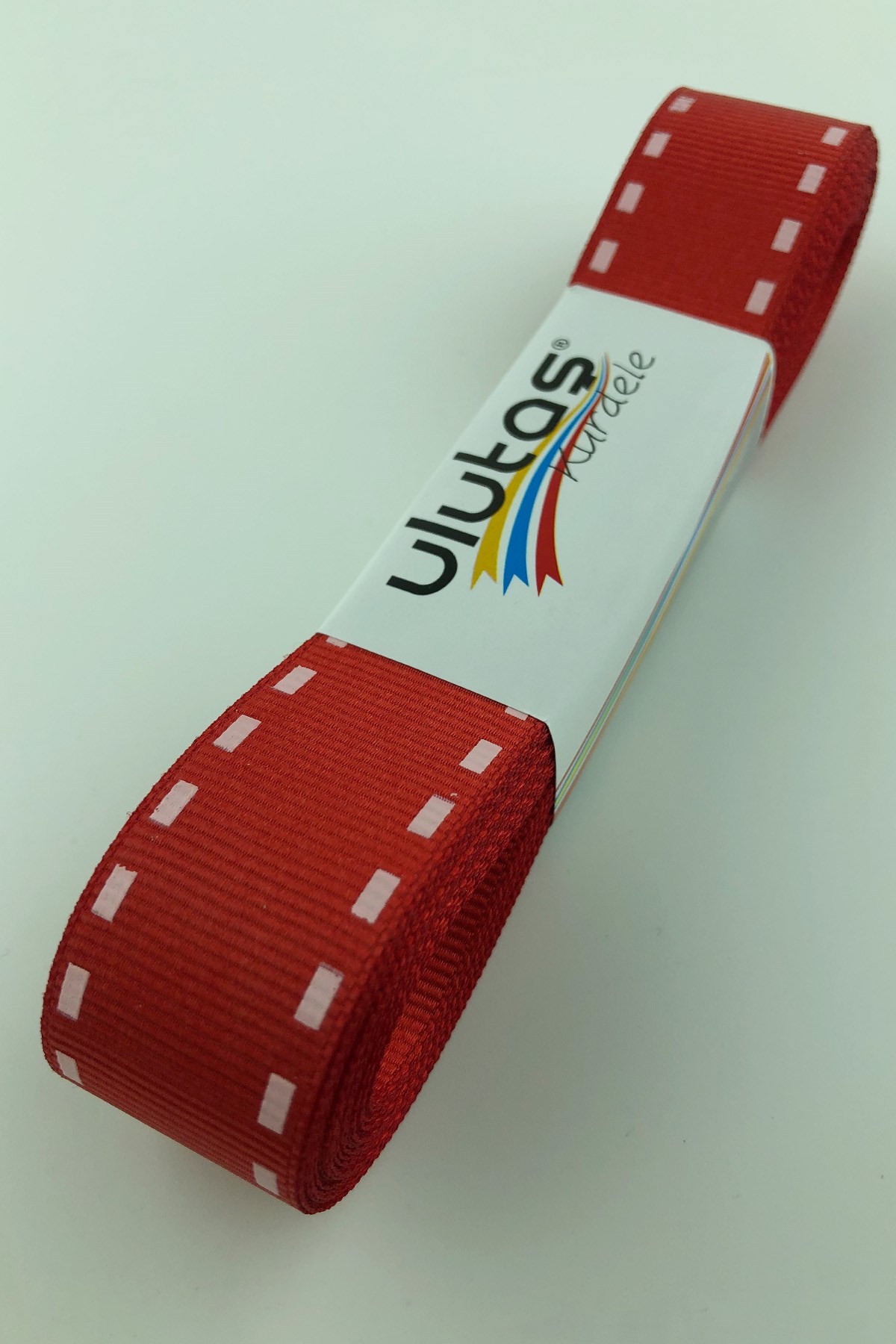 Kırmızı Şerit Baskılı Grogren Kurdele 2,5 cm