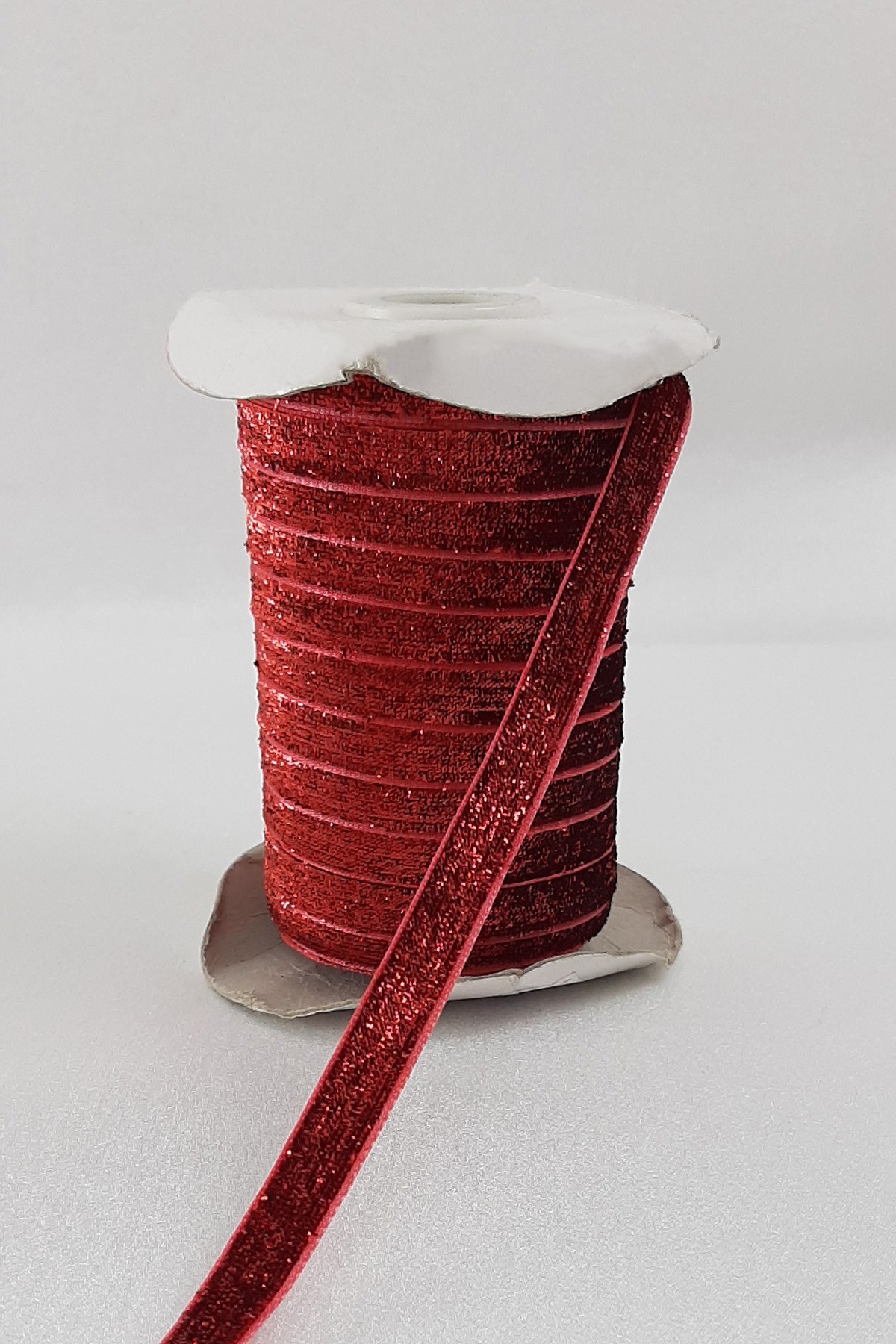 Red Glittery Velvet Ribbon 1 cm