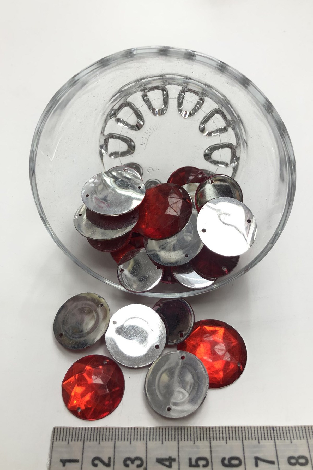Red Round Plastic Stud Stone 10 pcs