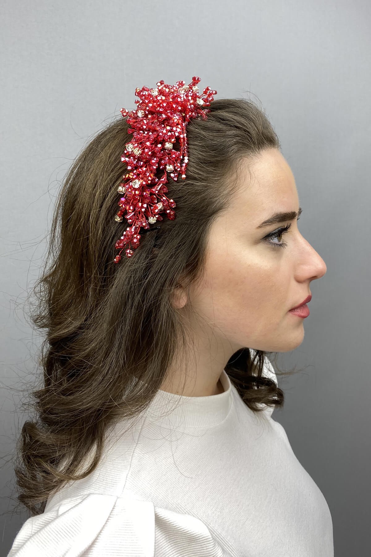 Red Zosma Crystal Stone Henna and Bridal Crown