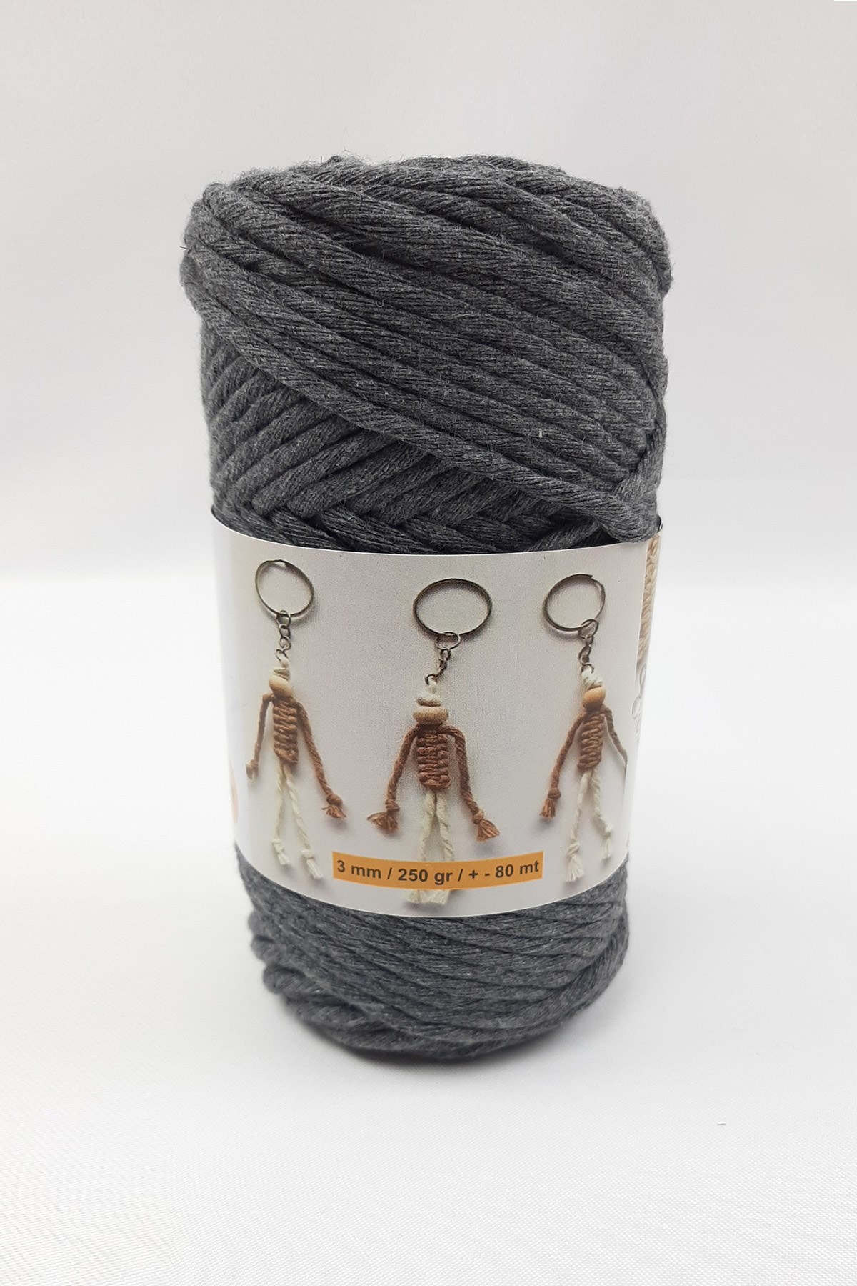 Koyu Gri İnce Büklüm Makrome