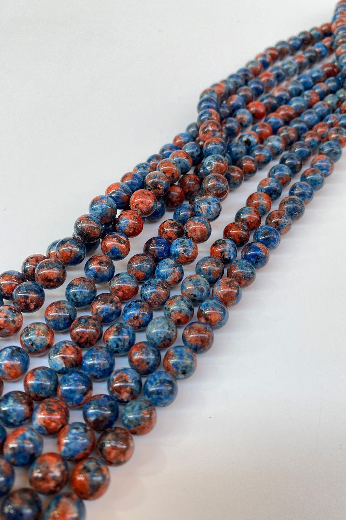Dark Blue Patterned Ceyt Natural Stone Beads 8 mm | Dreamer Beads