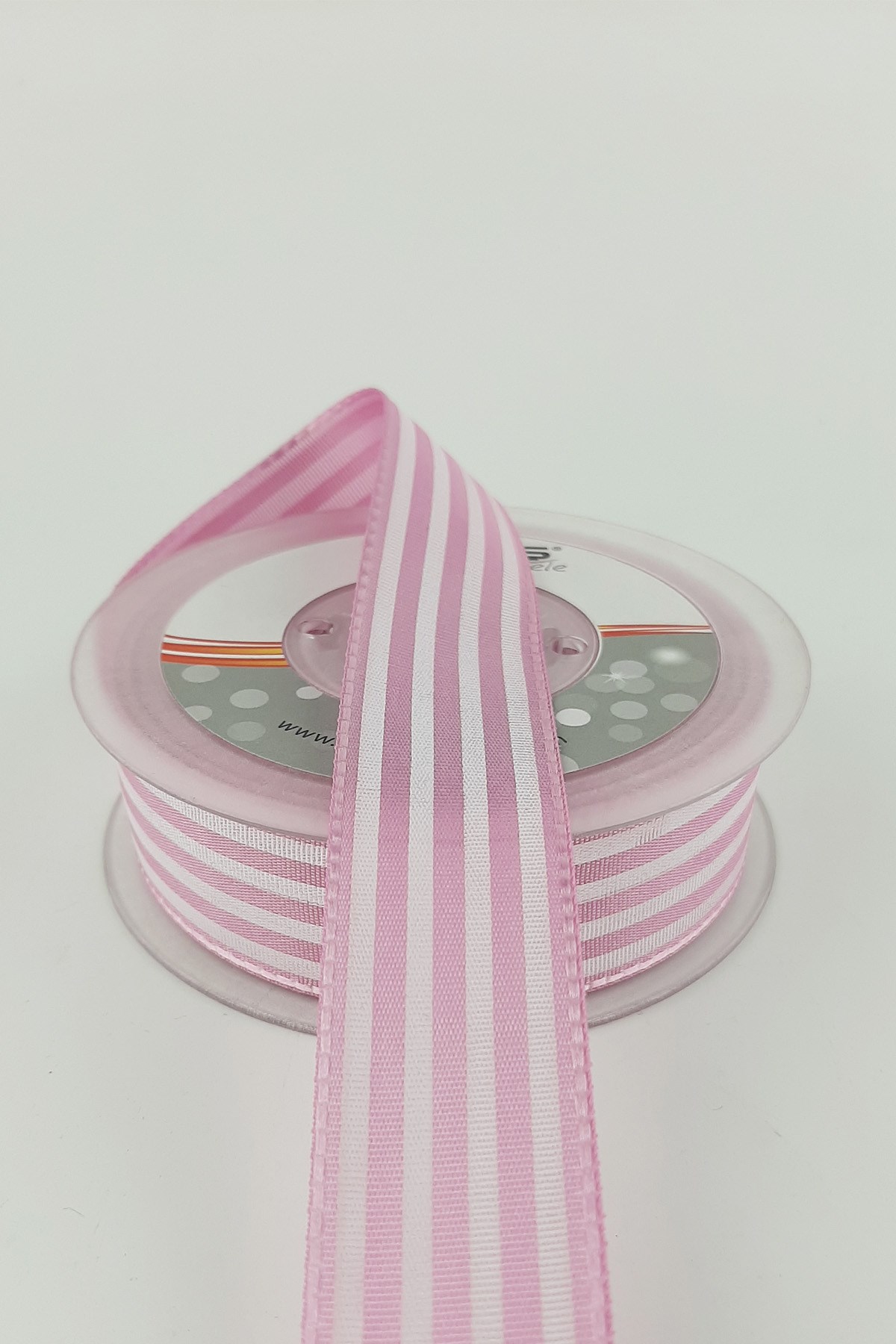 Koyu Pembe Çizgili Tafta Kurdele 20 mt