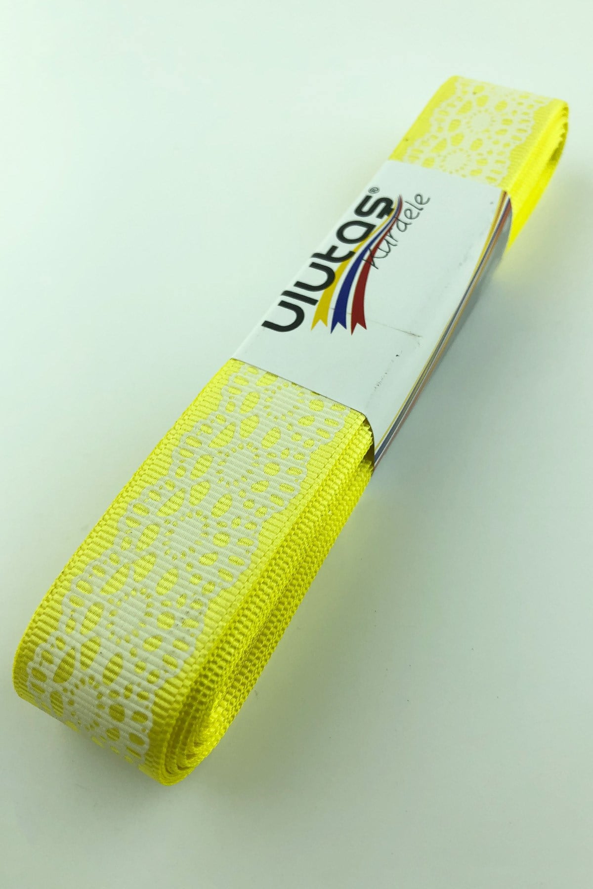 Koyu Sarı Dantel Baskılı Grogren Kurdele 2,5 cm