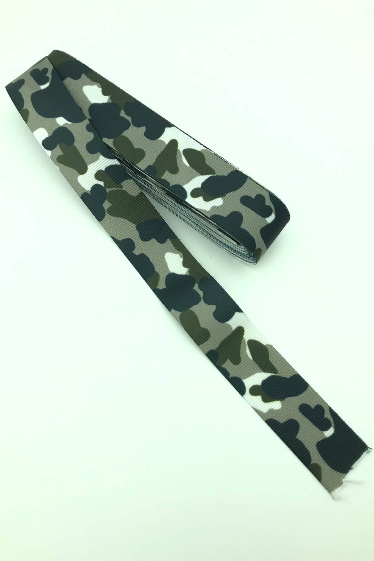 Dark Green Camouflage Printed Grosgrain Ribbon 10 Mt