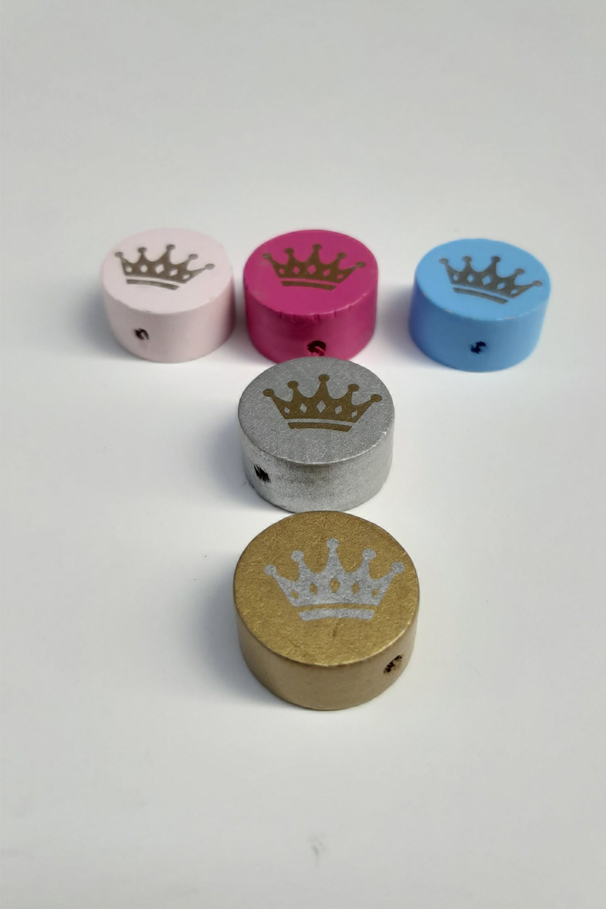 Kral Tacı Desenli Renkli Ahşap Boncuk