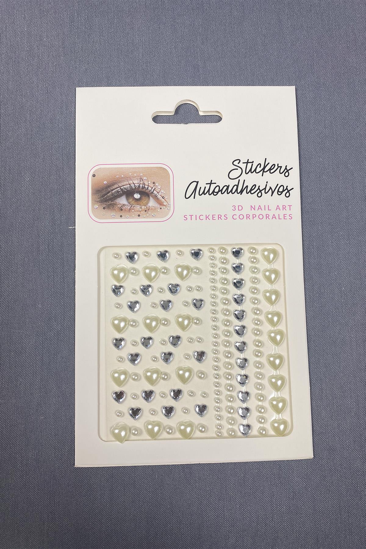 Krem Incili Sticker Saç Vücut Göz Ve Yüz Taşı