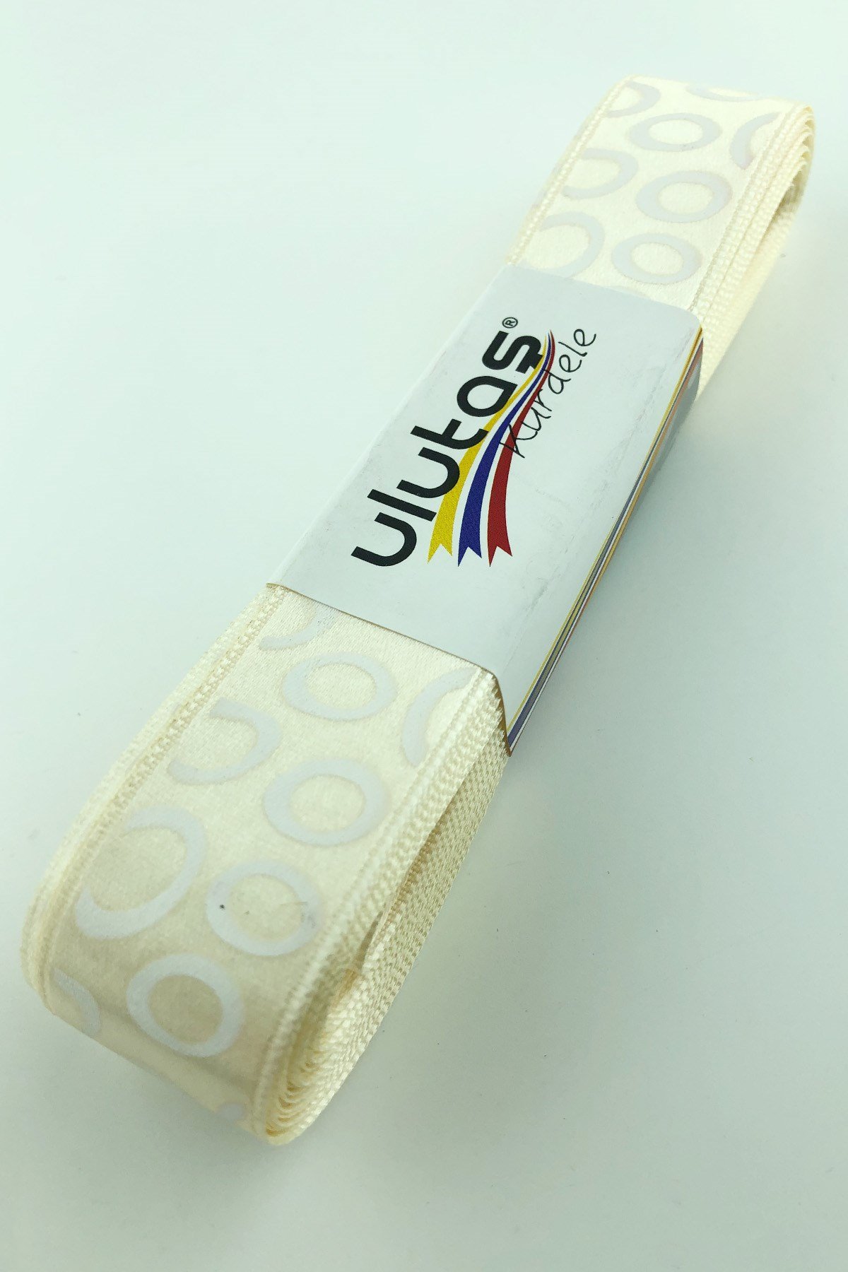 Cream Oval Print Satin ribbon 2,5 cm