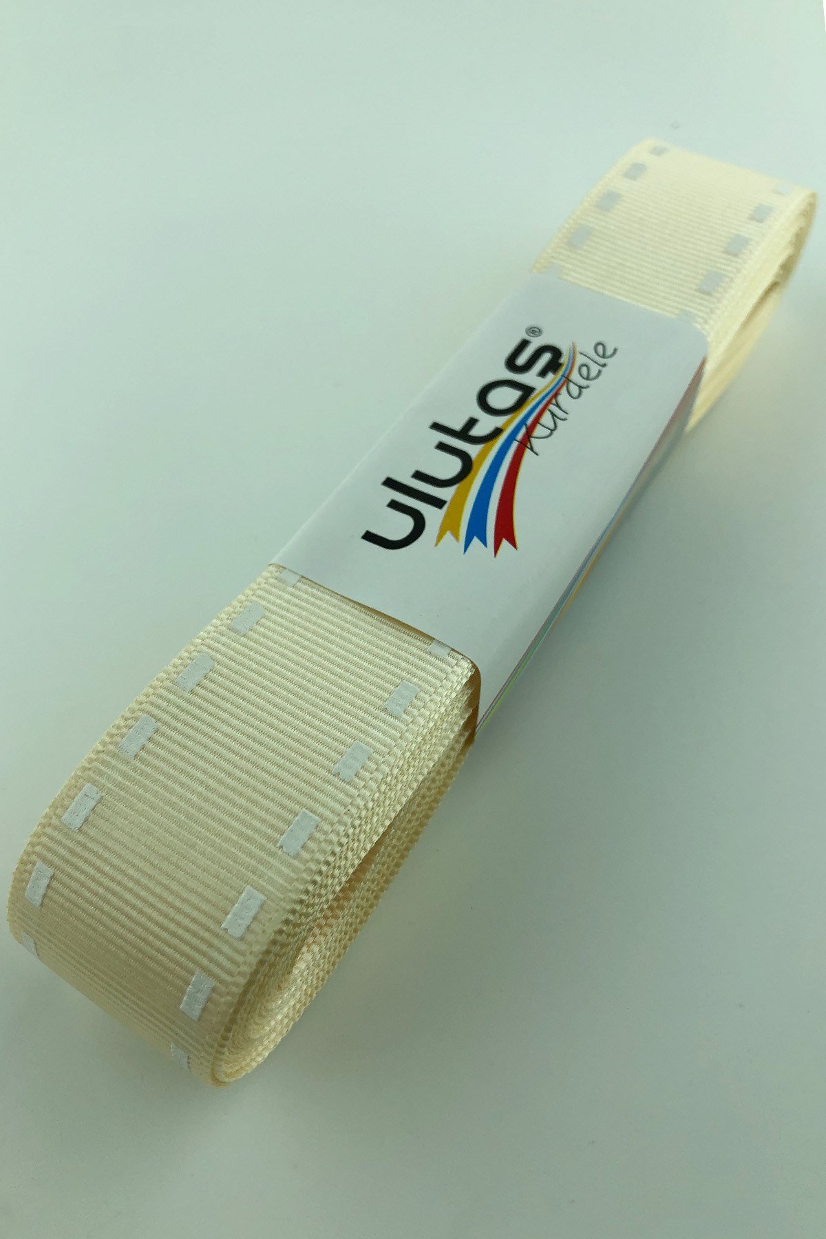 Krem Şerit Baskılı Grogren Kurdele 2,5 cm