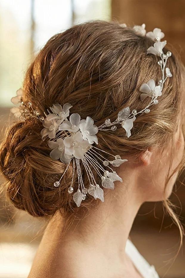 Crystal Flower Bridal Tiara Hair Accessory and Helen Hair Branch