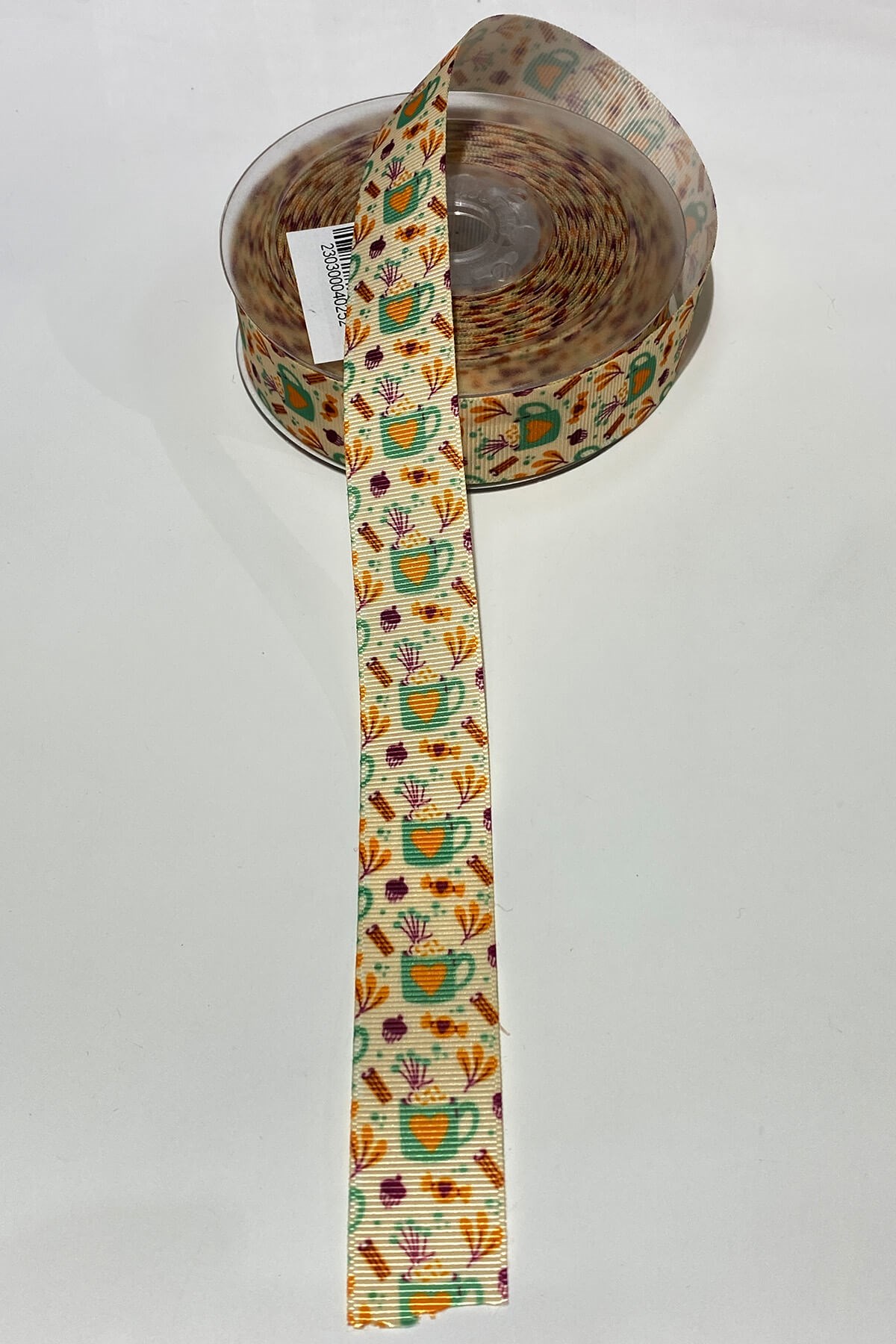 Kupa Baskılı Grogren Kurdele 1 mt 2,5 cm Bej