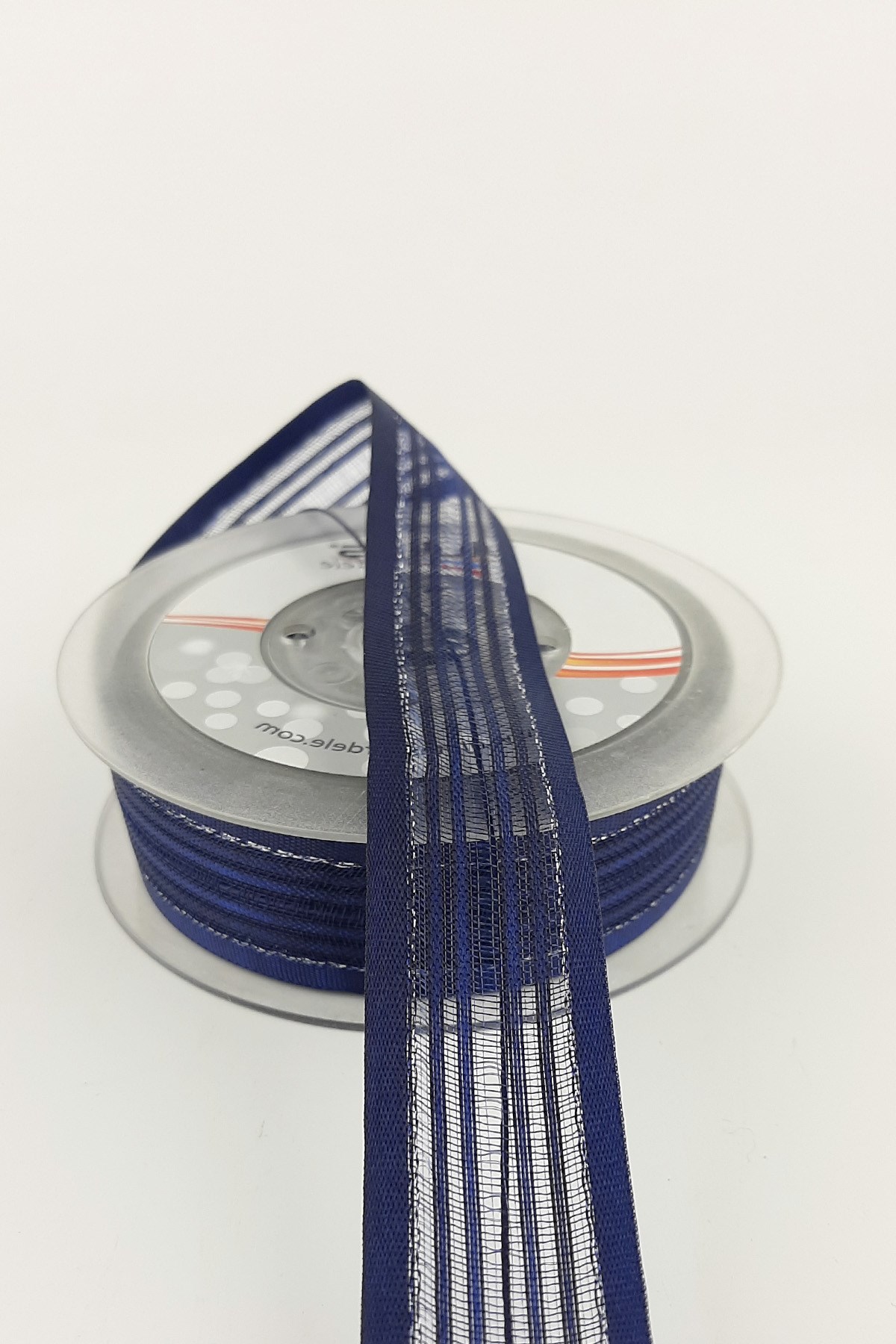 Dark Blue Silver Cord Ribbon 25 mt