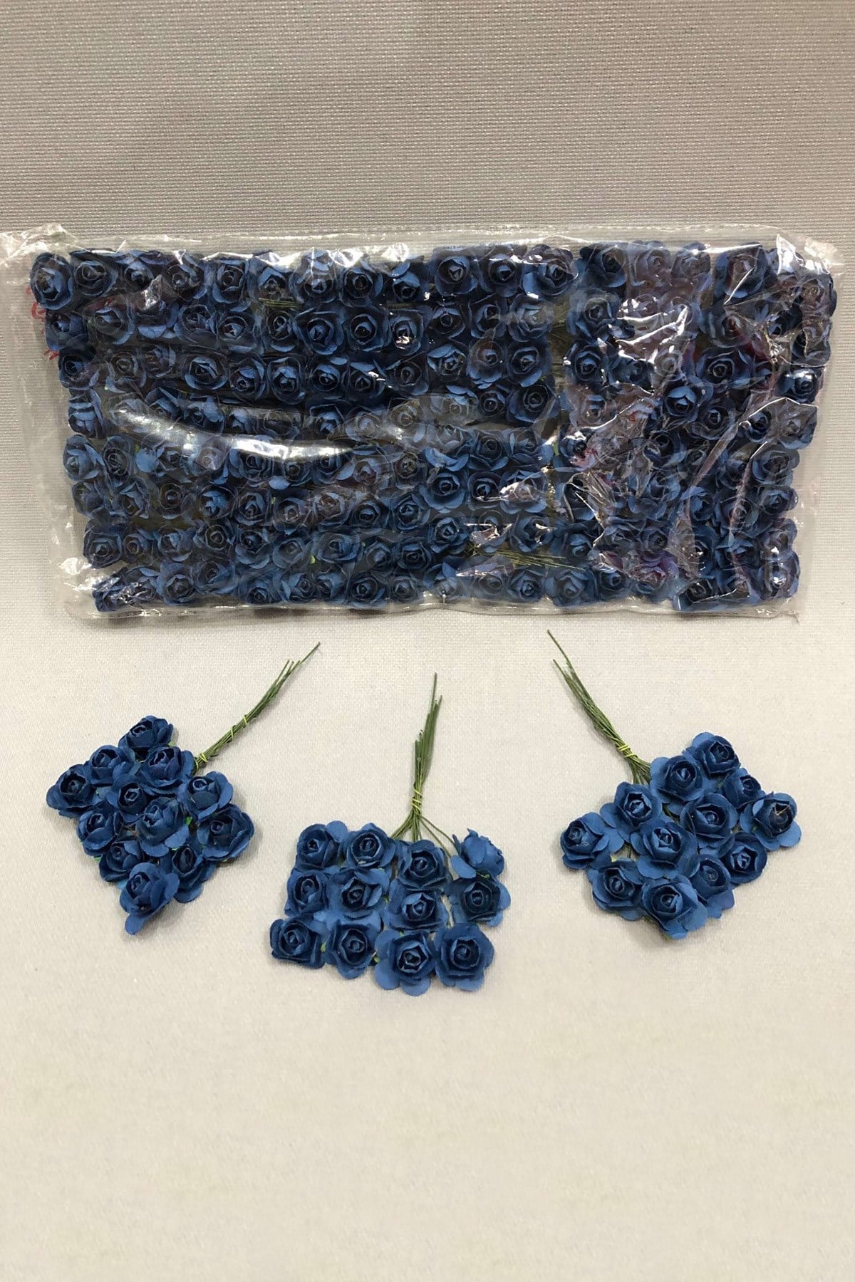 Lacivert Kağıt Gül Çiçek 1 paket 144 lü 