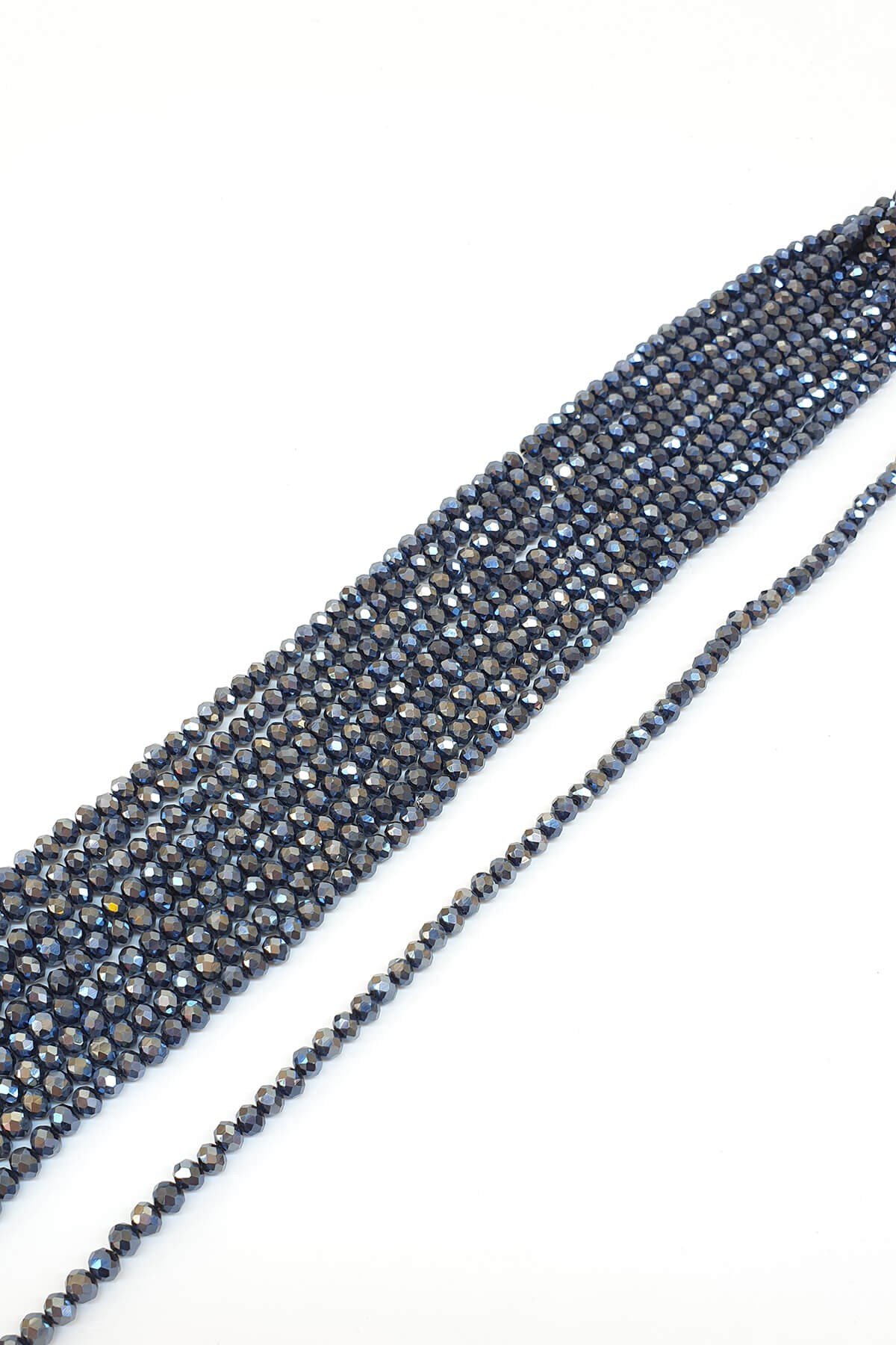 Lacivert Kaplama Kristal Boncuk 6 Mm