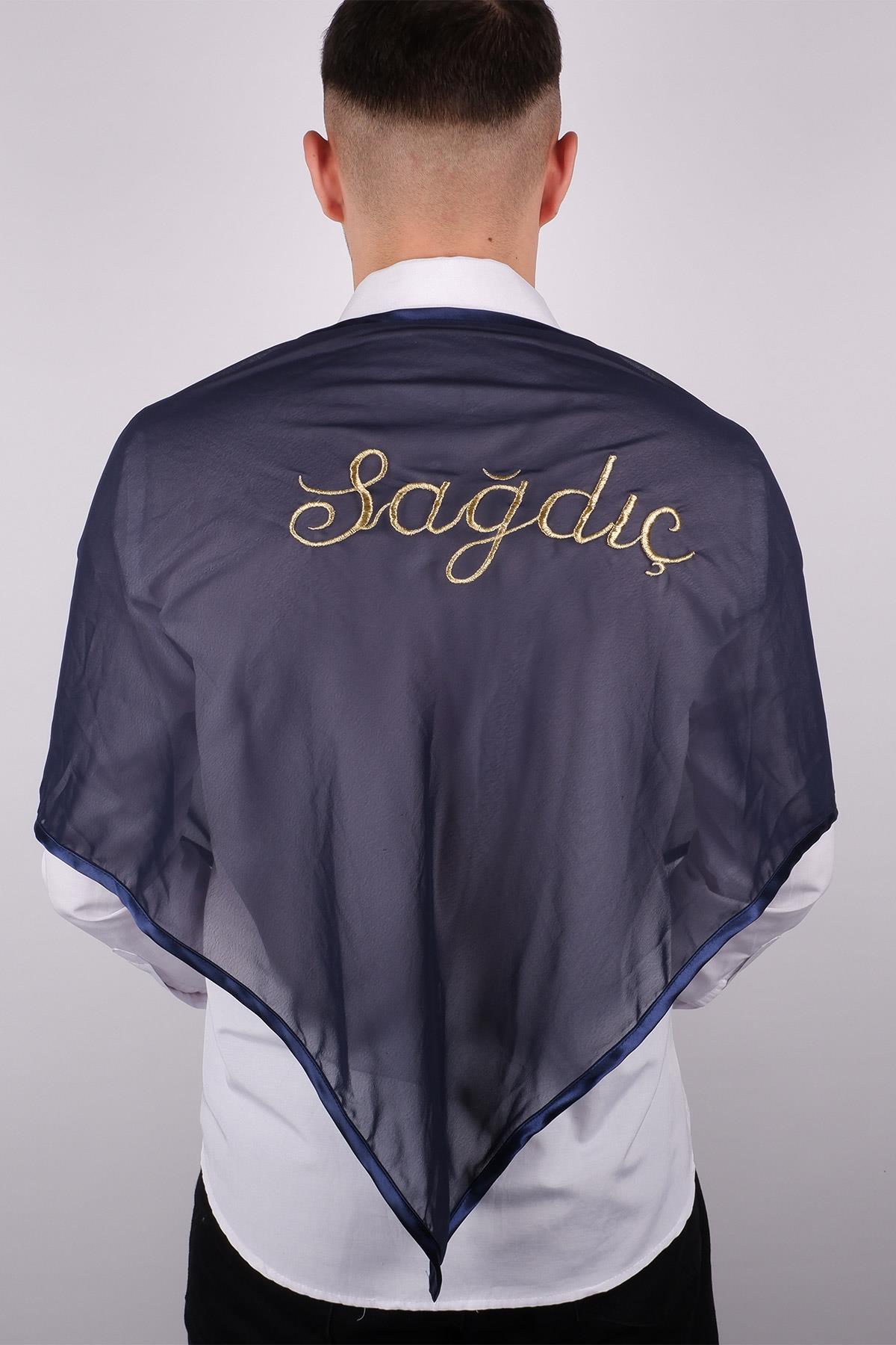 Lacivert Sim Nakışlı Sağdıç Örtüsü