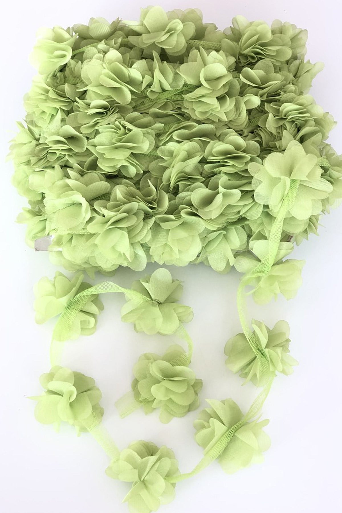 Light Green Laser Cut Chiffon Tulle Flower