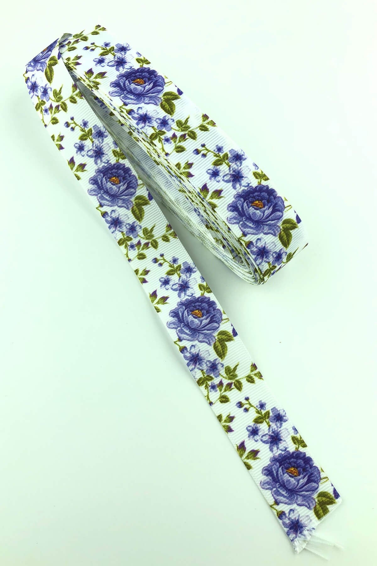 Lilac Large Flower Printed Gorgren Ribbon 10 Mt