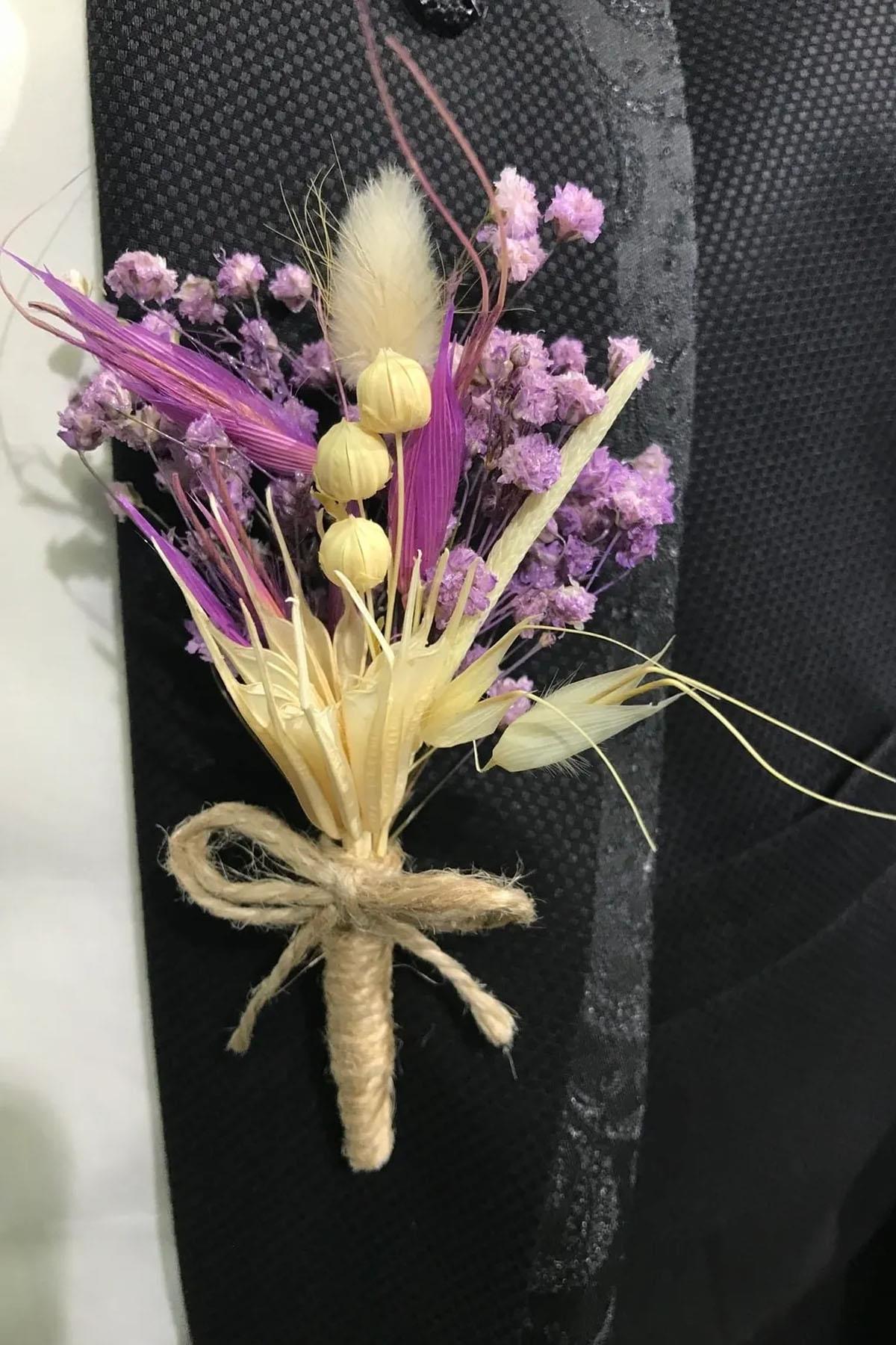 Lila Cipsolu Yaka Çiçeği Damat Çiçeği - Sağdıç Çiçeği 10 Adet