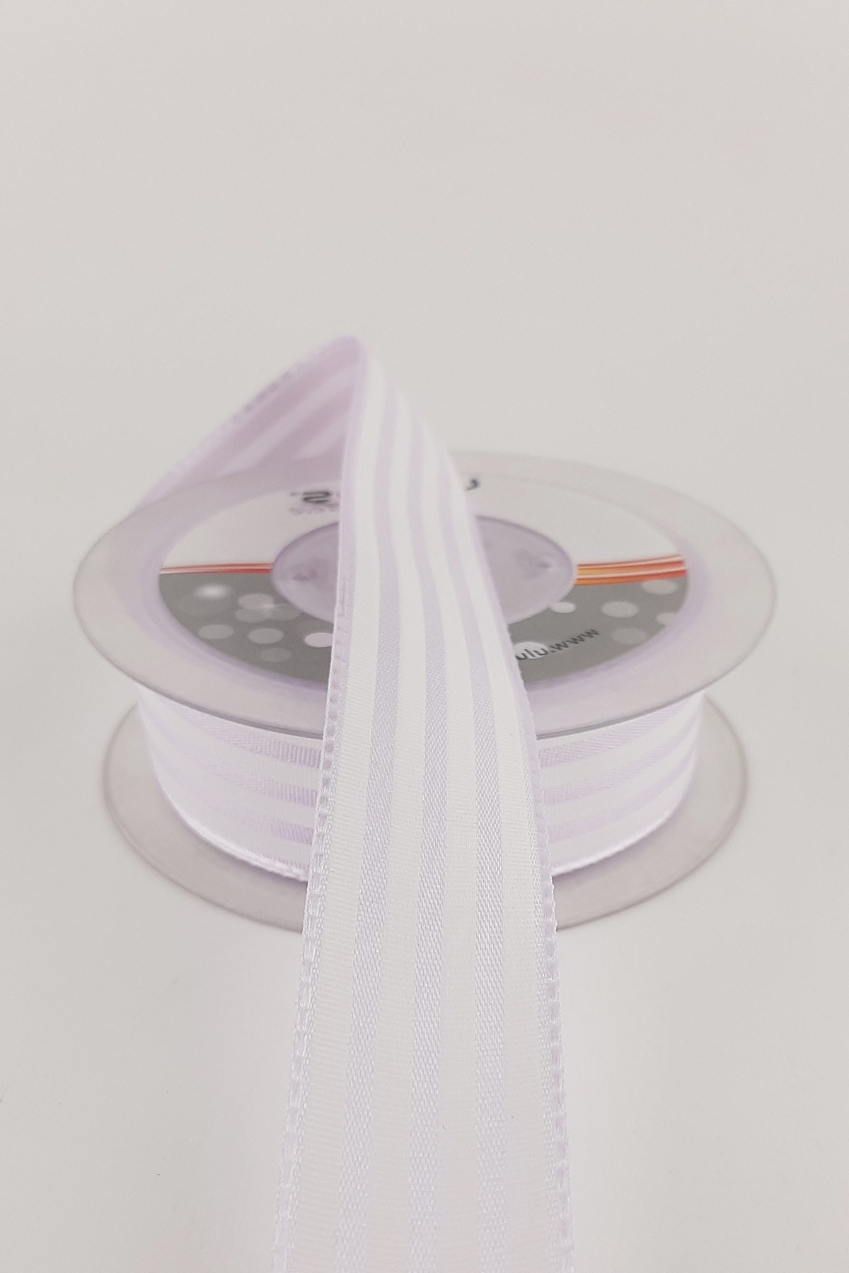 Lilac Striped Taffeta Ribbon 20 mt