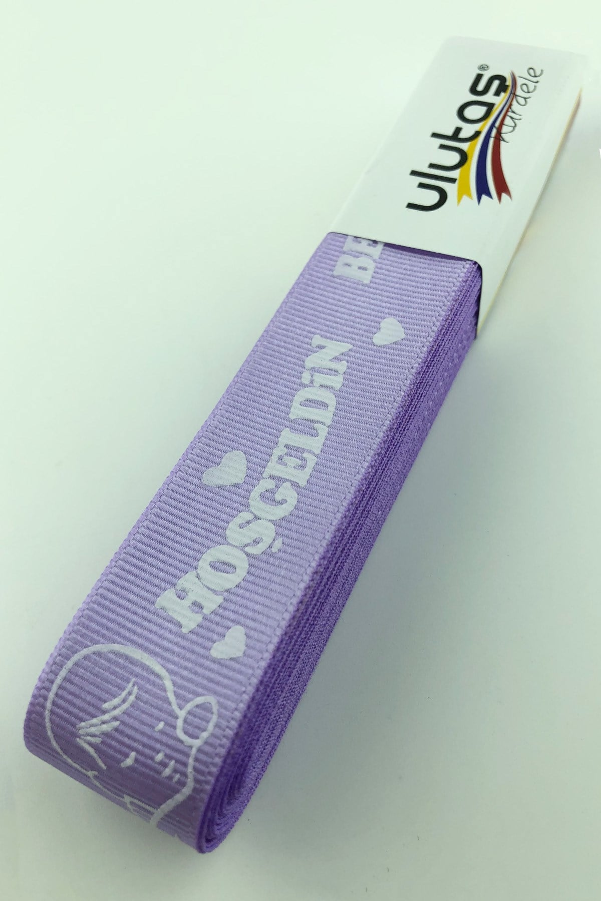 Lila Hoşgeldin Bebeğim Baskılı Grogren Kurdele 2,5 cm