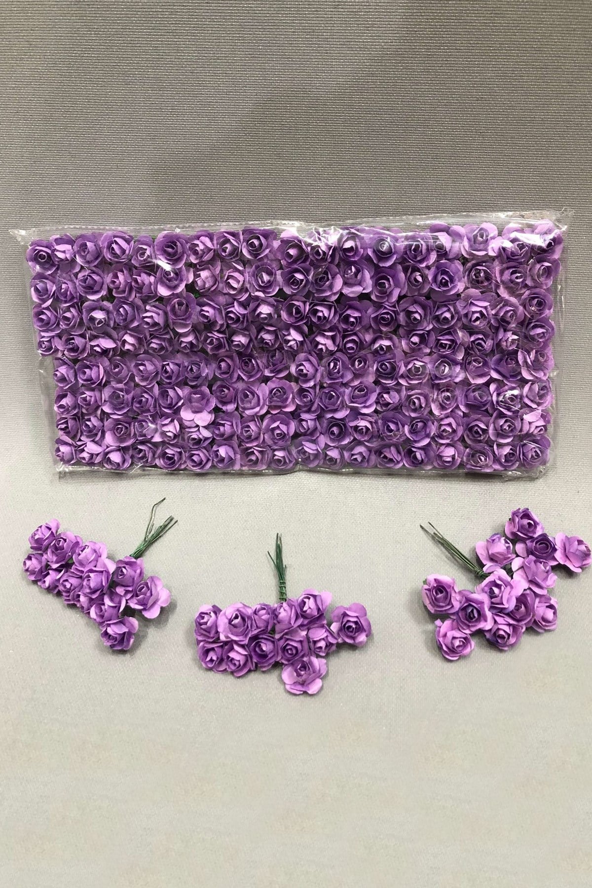 Lila Kağıt Gül Çiçek 1 paket 144 lü 