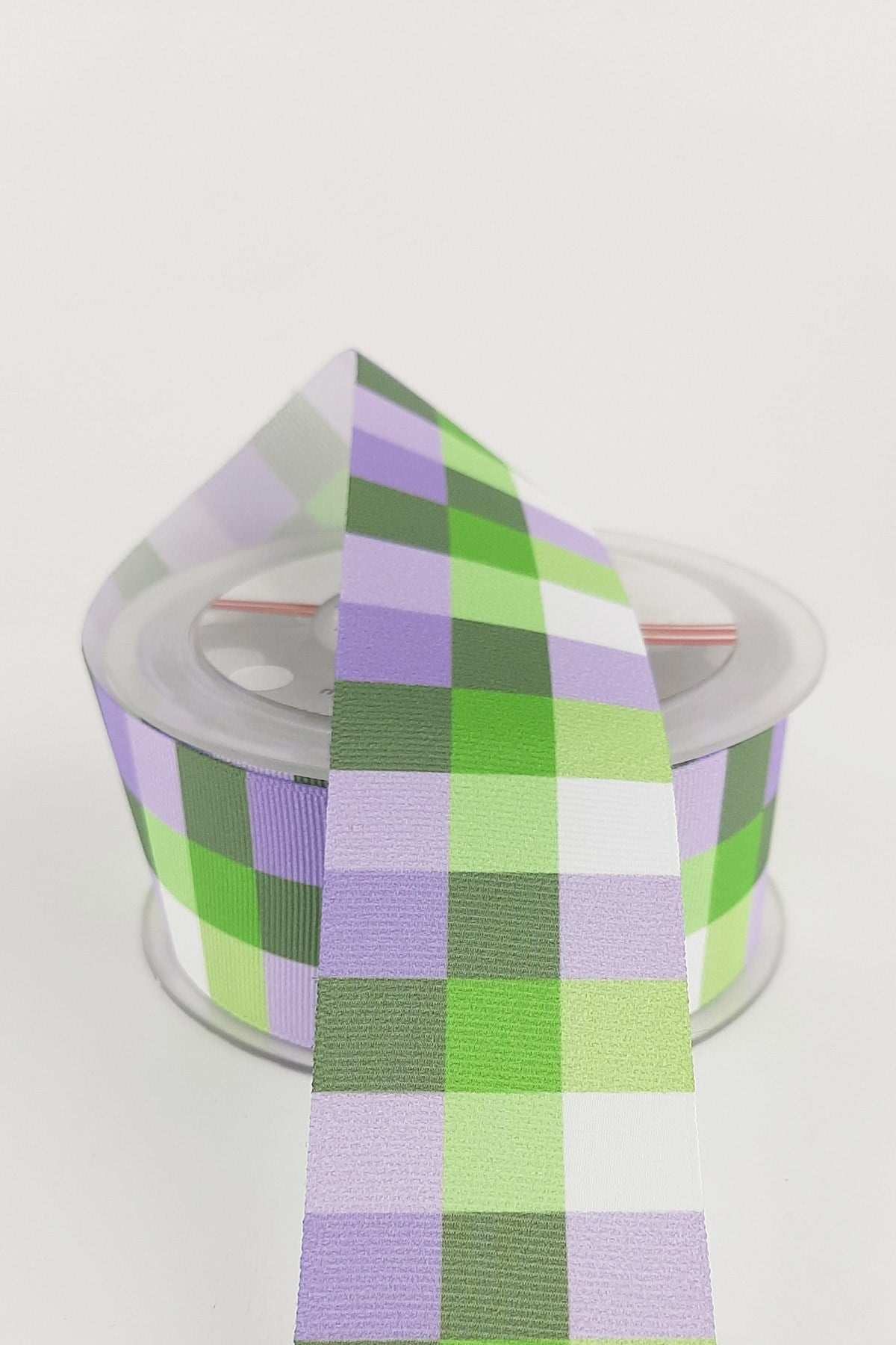 Lilac Square Patterned Grosgrain Ribbon 4 cm 20 mt