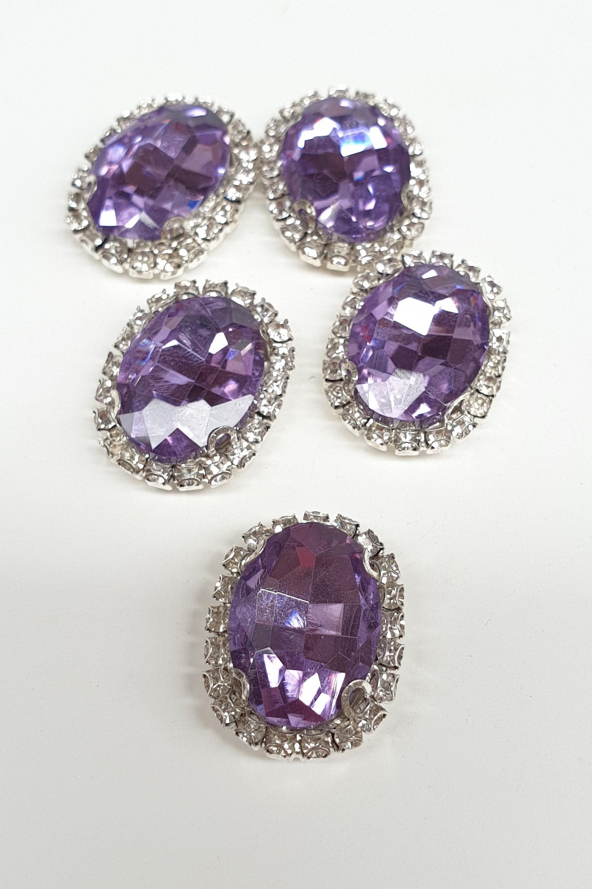 Lila Oval Kasalı Dikme Taş