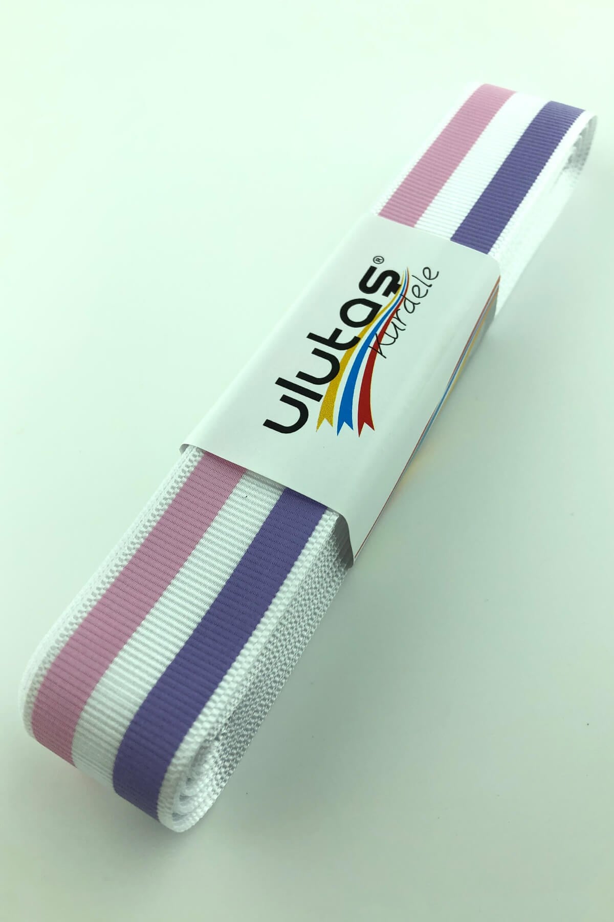 Lilac Pink Line Printed Grosgrain Ribbon 10 mt