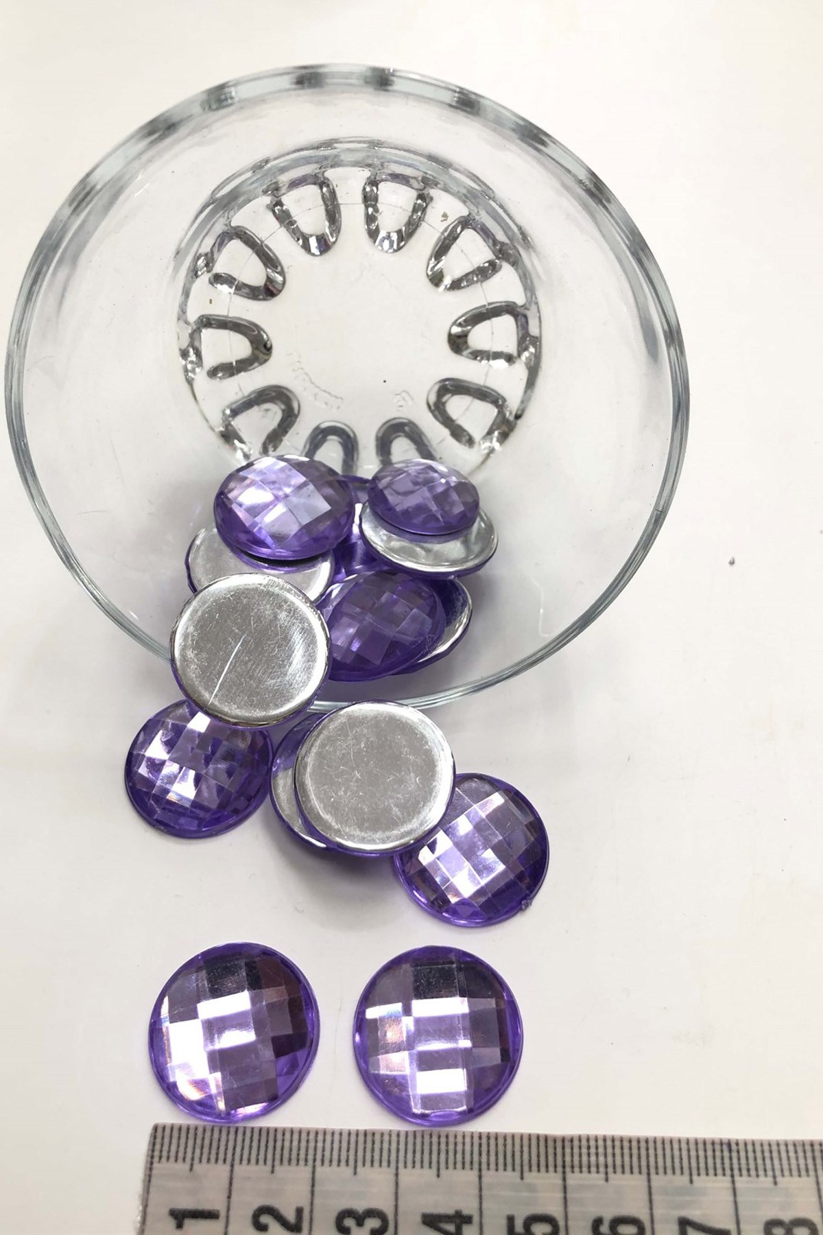 Lila Yuvarlak Plastik Dikme Taş 10 adet