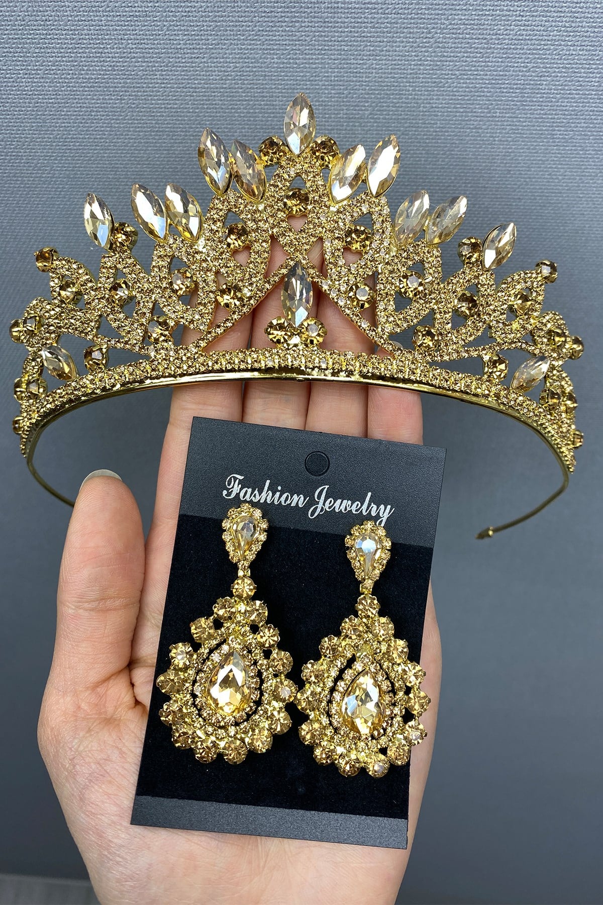 Lilya Gelin Kına Tac ve Küpe Seti