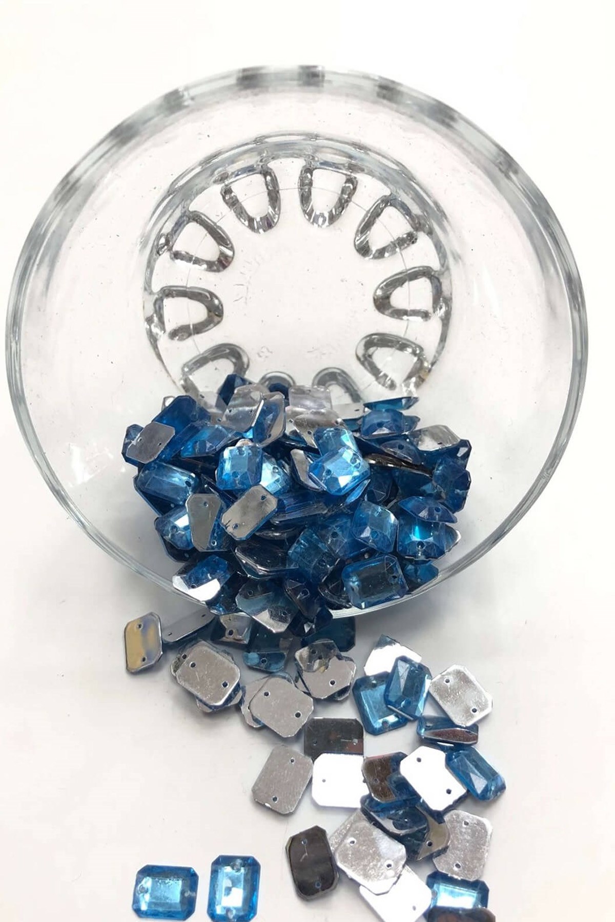 Blue Rectangle Plastic Stud Stone 20 gr