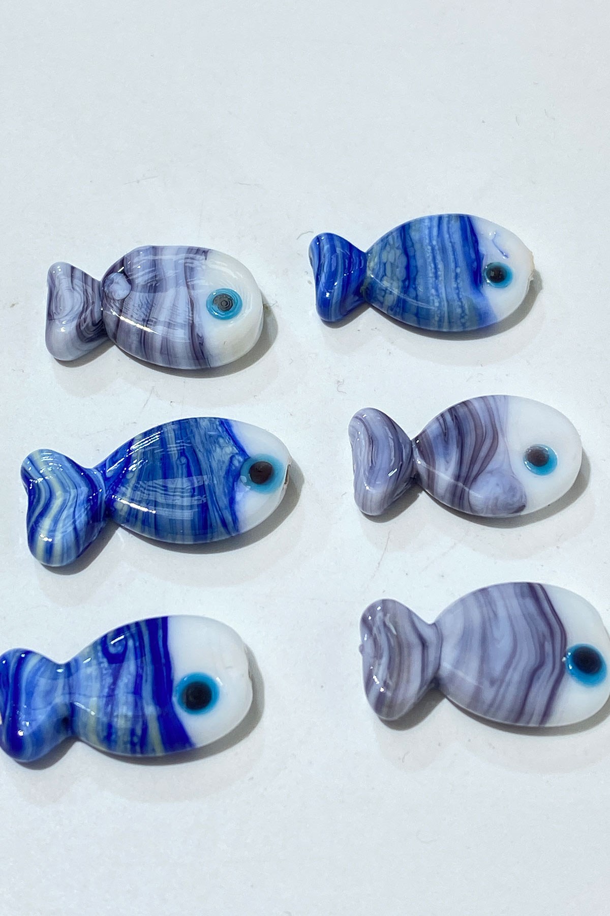 Mavi Murano El Yapımı Cam Boncuk Balık 1 Adet | Hayalperest