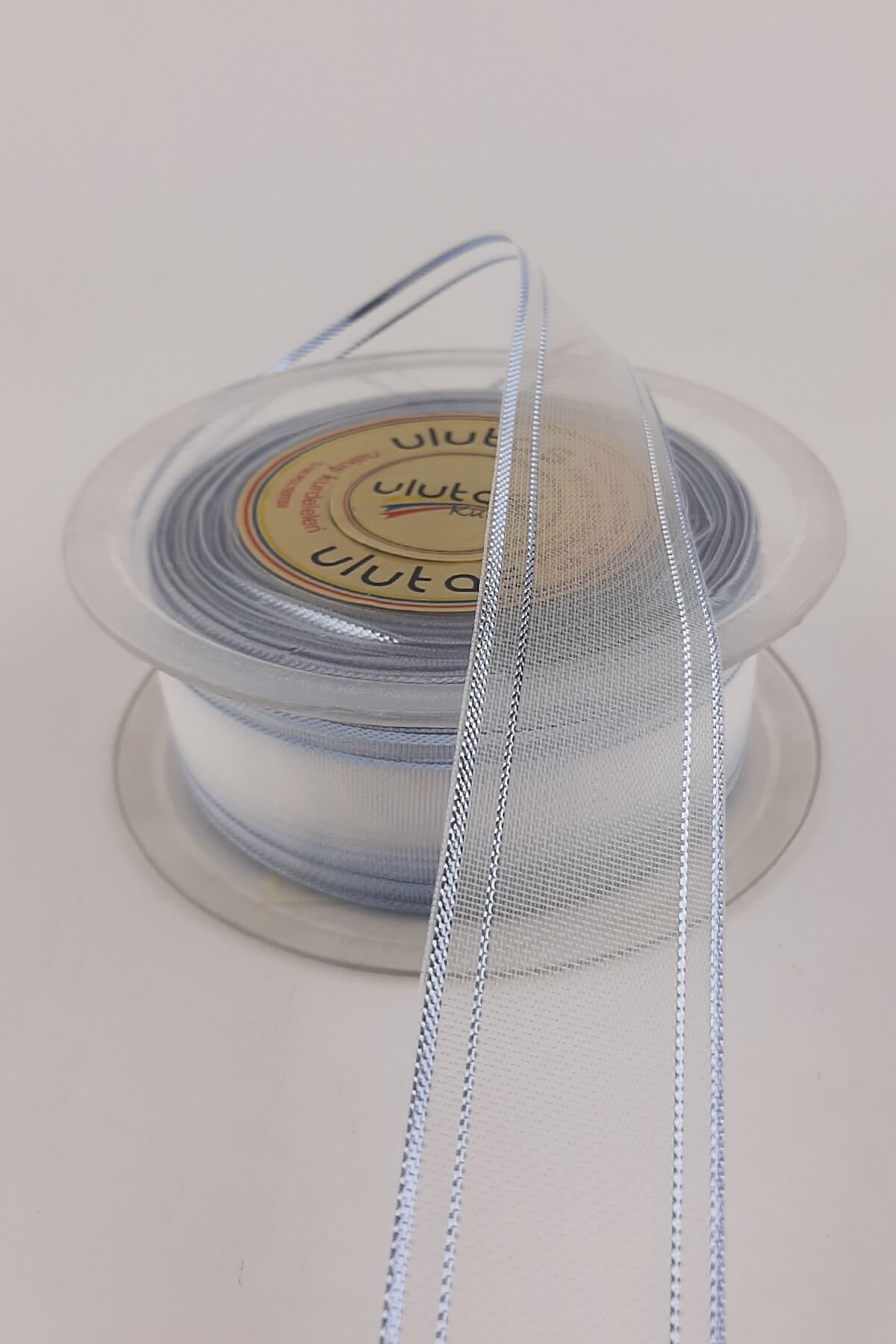 Blue Colored Silvery Chiffon Ribbon 20 mt