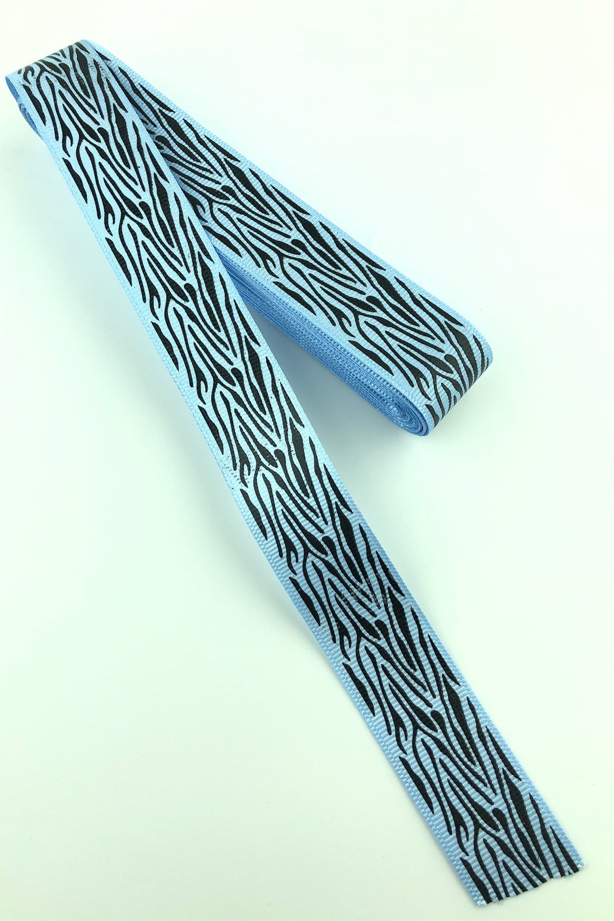 Mavi Zebra Deseni Baskılı Grogren Kurdele 10 Mt