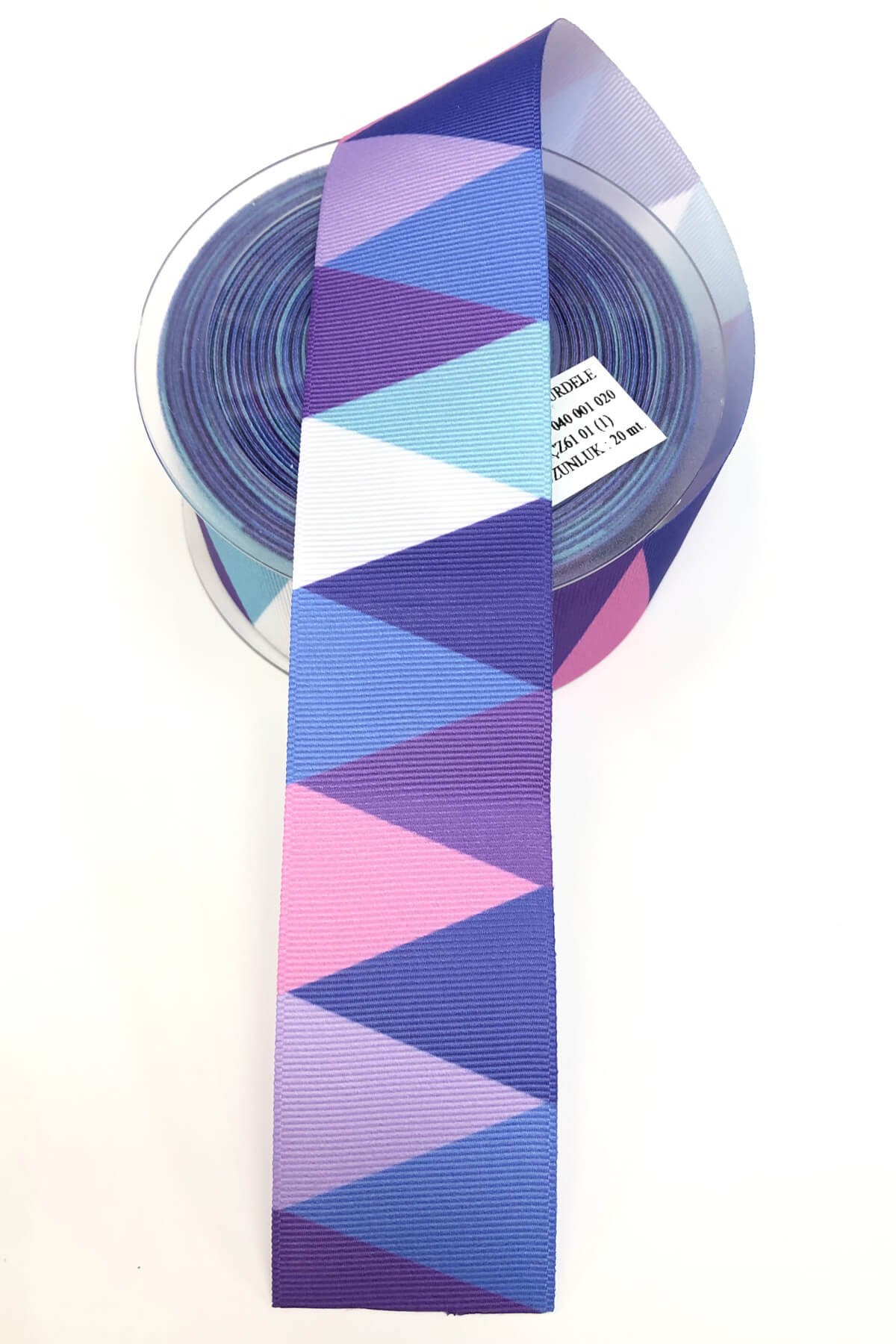 Mavili Üçgen Baskılı Grogren Kurdele