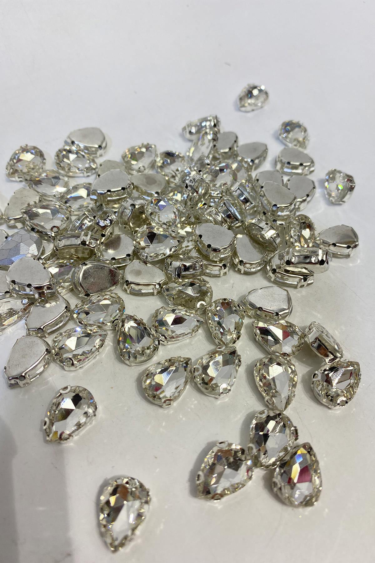 Metal Kasalı Damla Beyoğlu Taşı Dikme boncuk 5 Adet