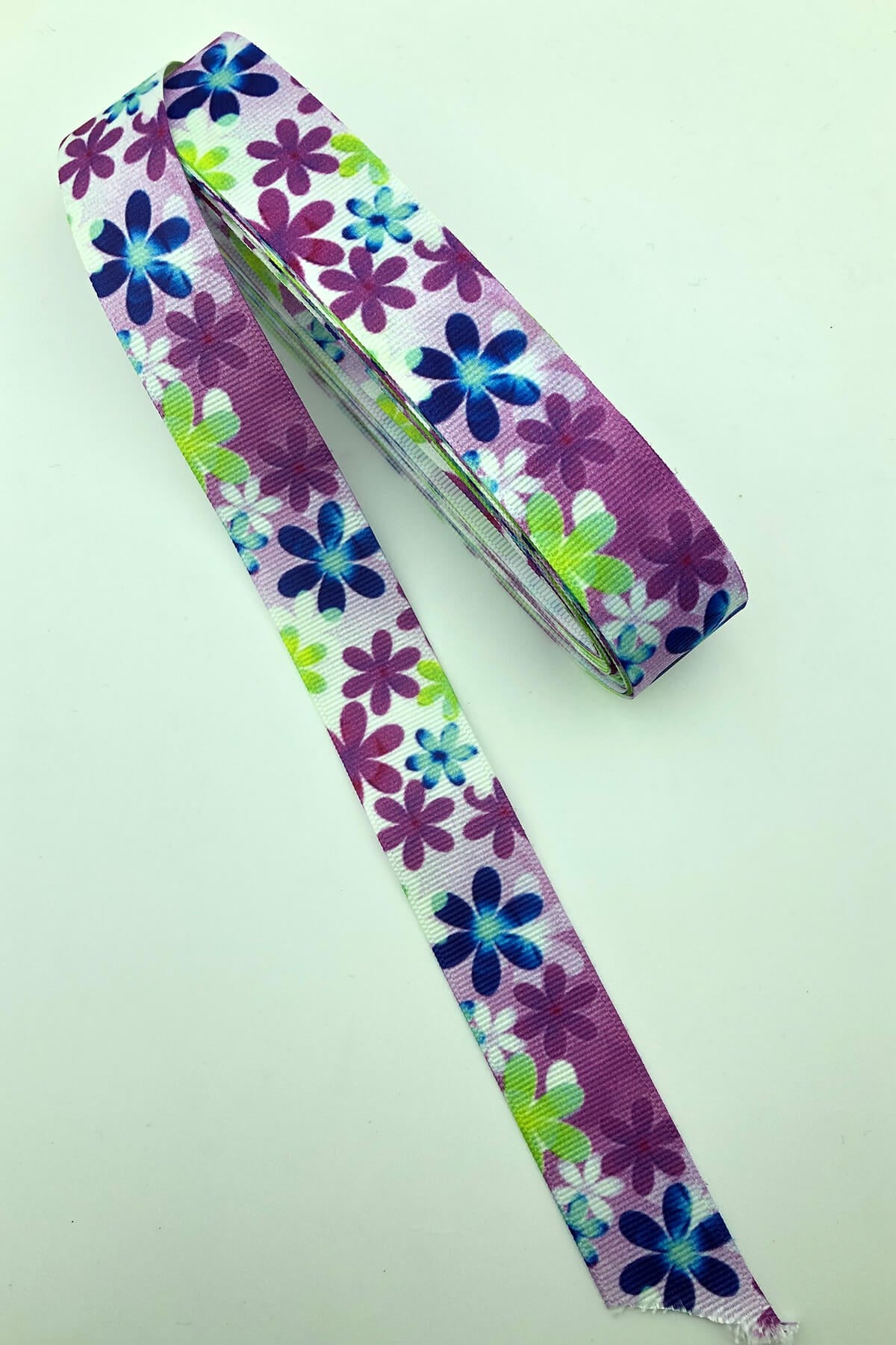 Purple Daisy Patterned Grosgrain Ribbon 10 Mt