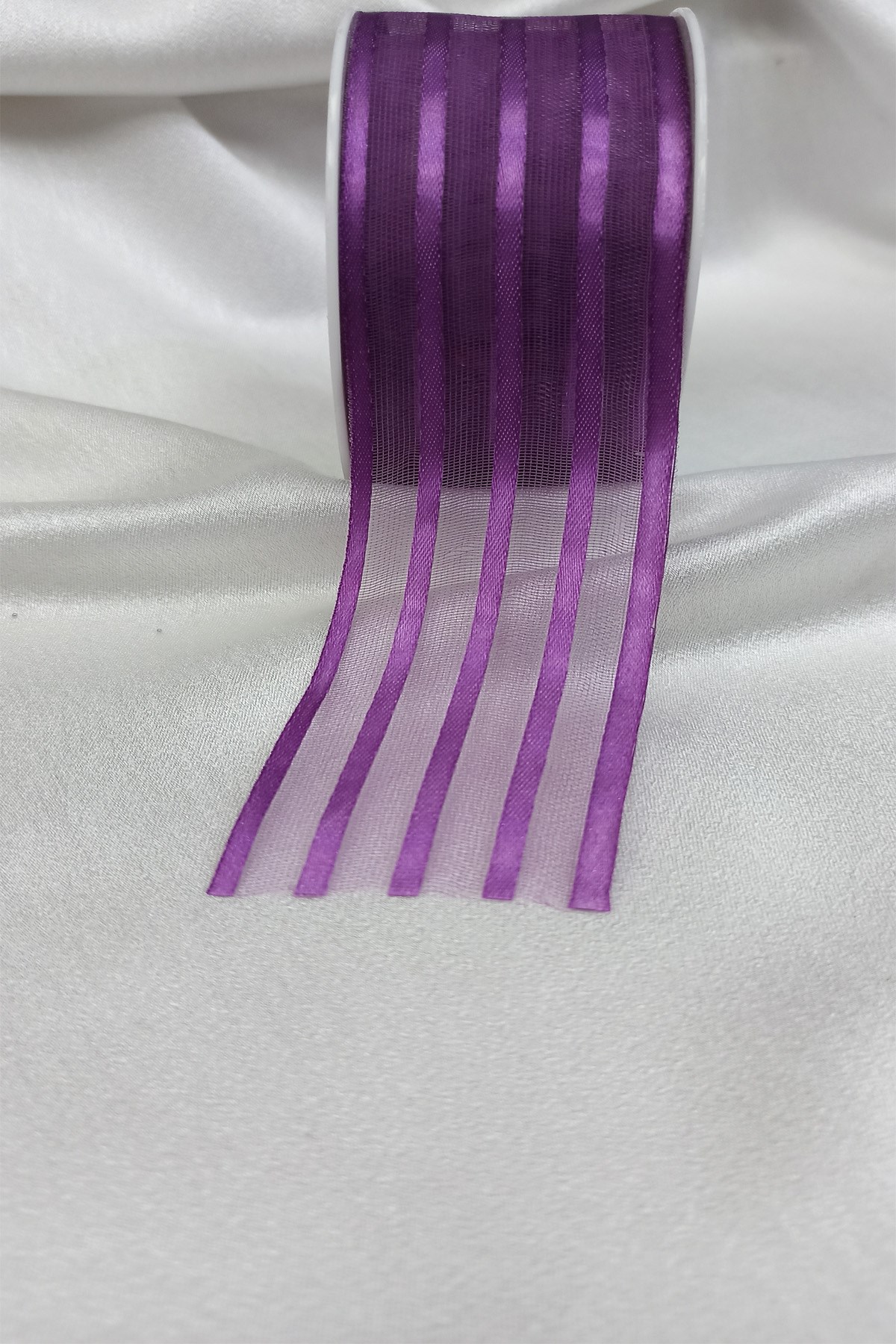 Purple Color Striped Chiffon Ribbon