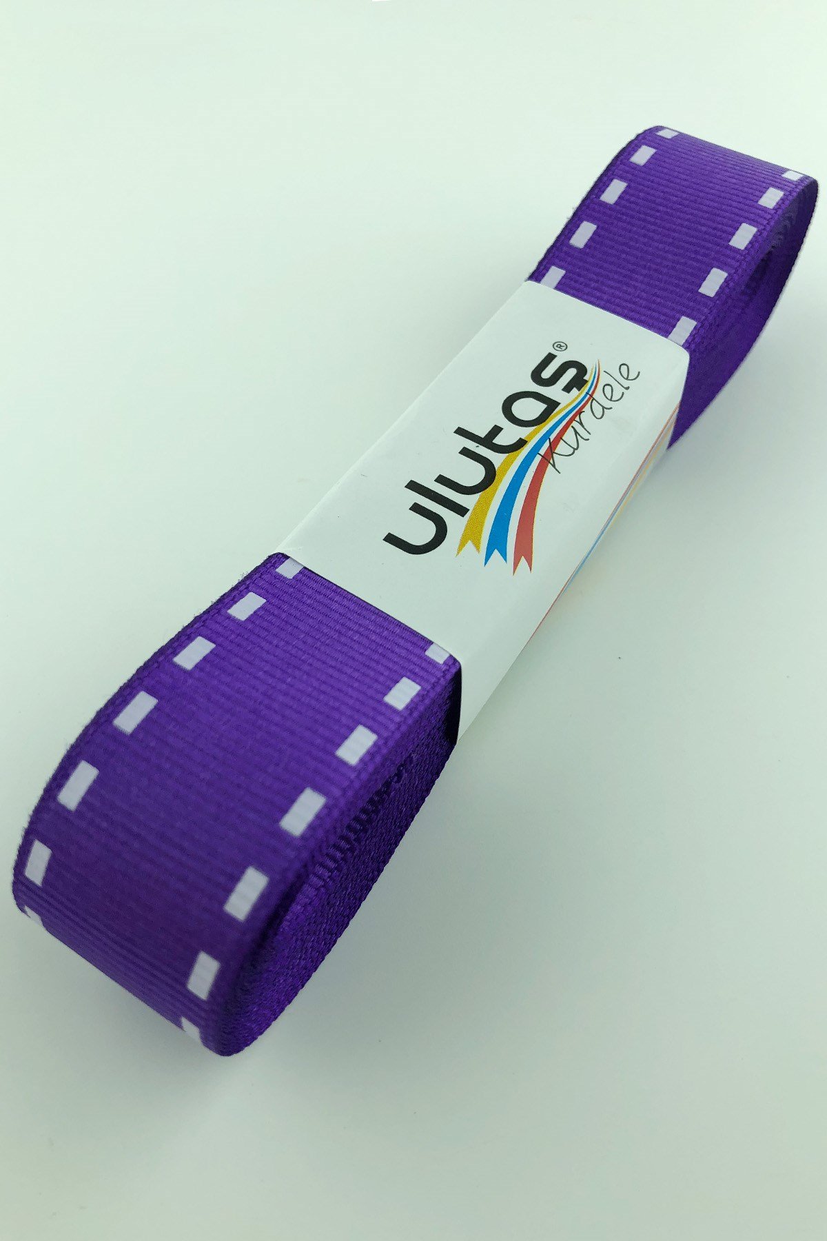 Mor Şerit Baskılı Grogren Kurdele 2,5 cm