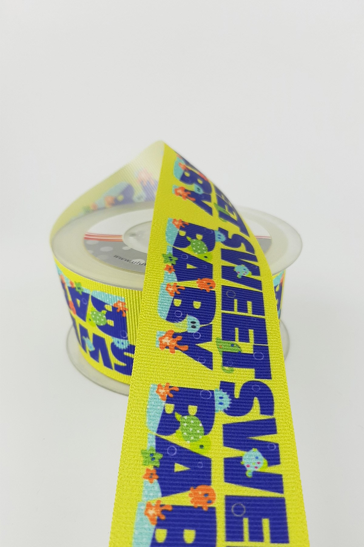 Purple Sweet Baby Patterned Grosgrain Ribbon 4 cm 20 mt