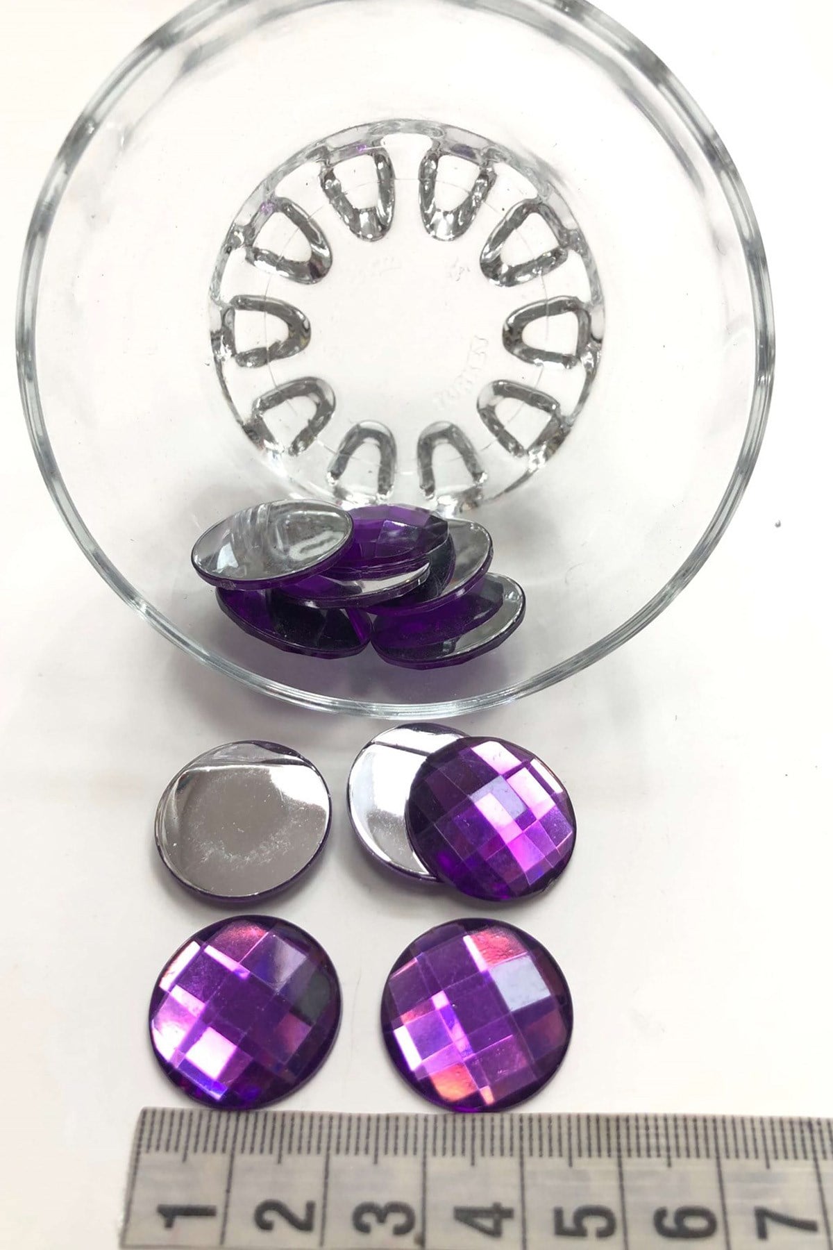 Purple Round Plastic Stud Stone 10 pcs