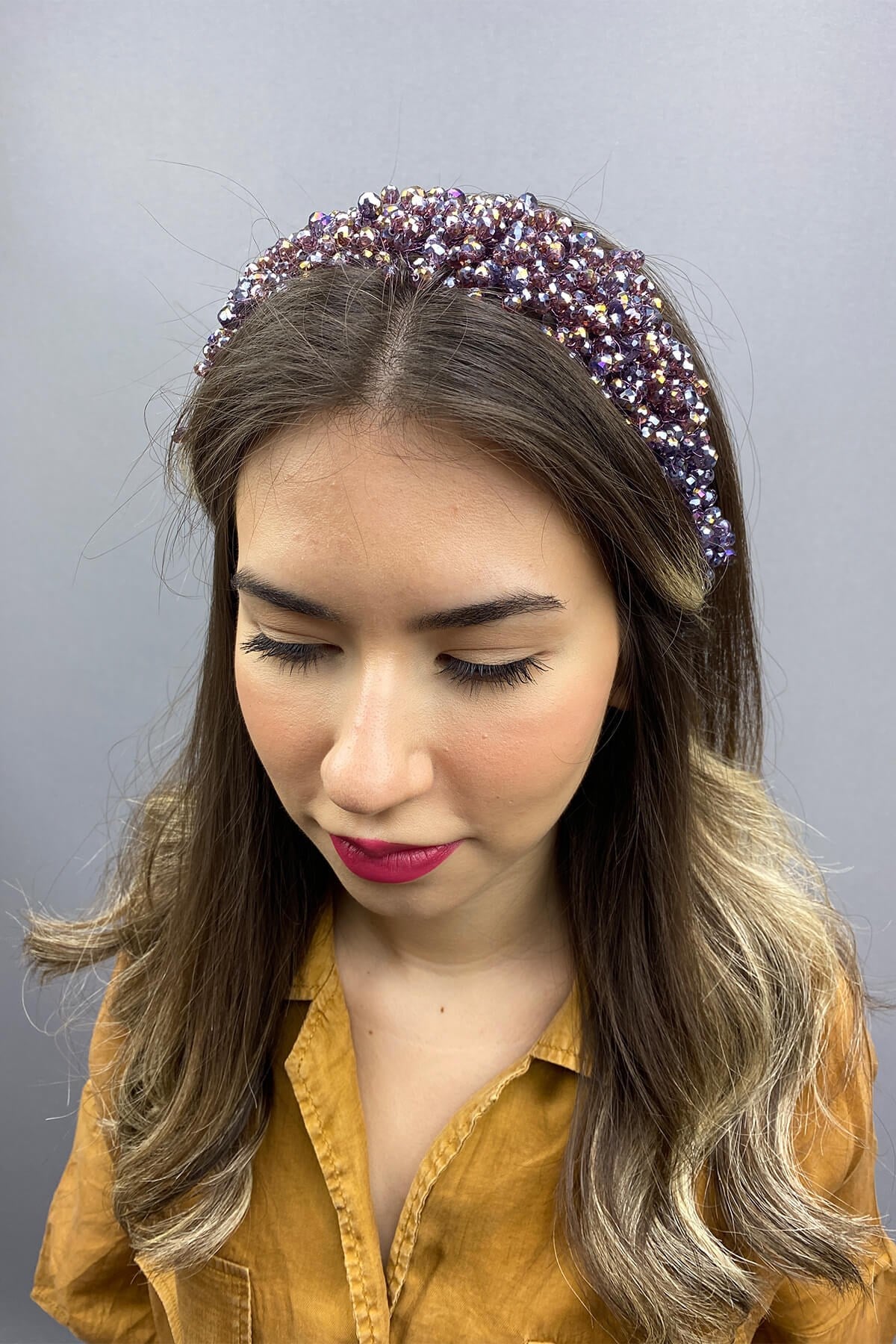 Plum Asian Crystal Bridal Hair Accessory