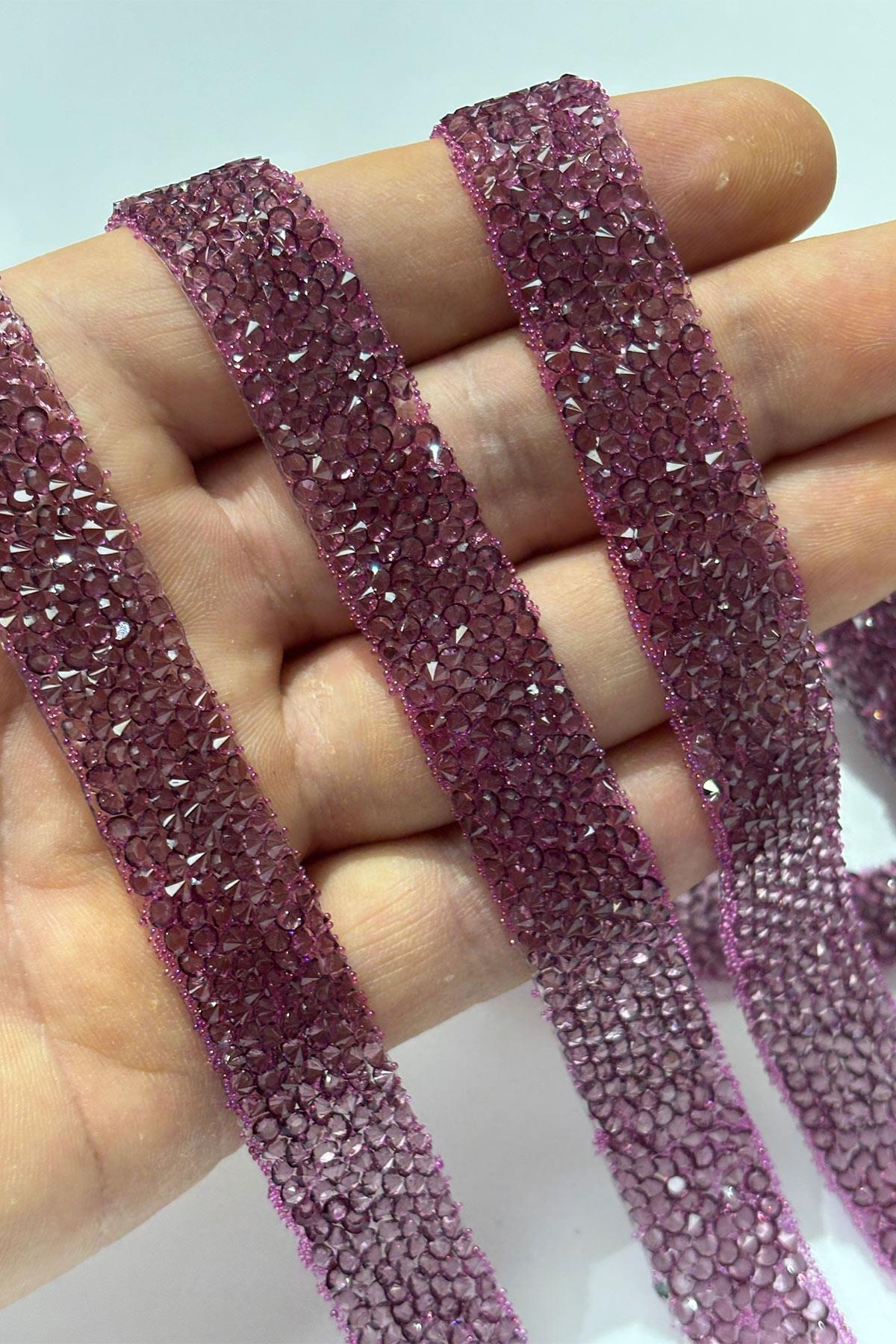 Mürdüm Ütüyle Yapışan Şerit Taş Boncuk1,5 Cm 