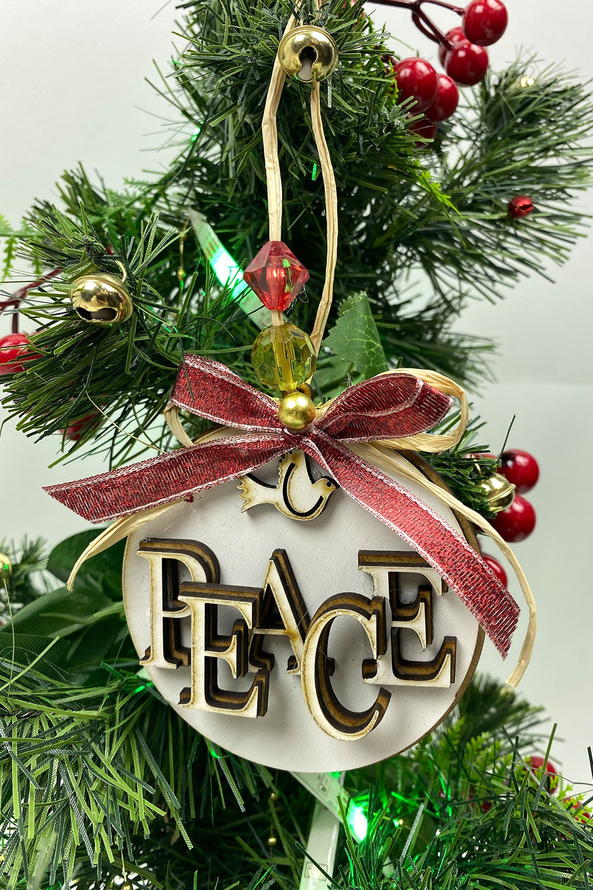 Naturel Peace Baskılı Yılbaşı Ağaç Süsü