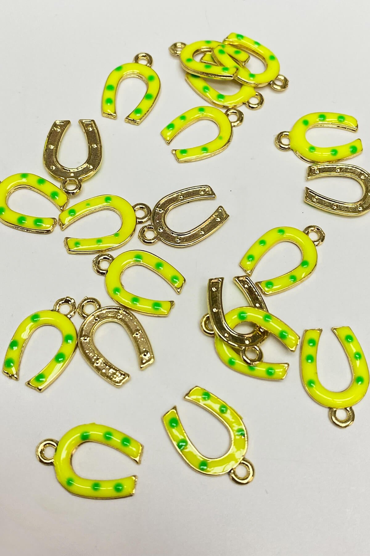 Neon Yellow Horseshoe Shape Pendant 1 Pcs