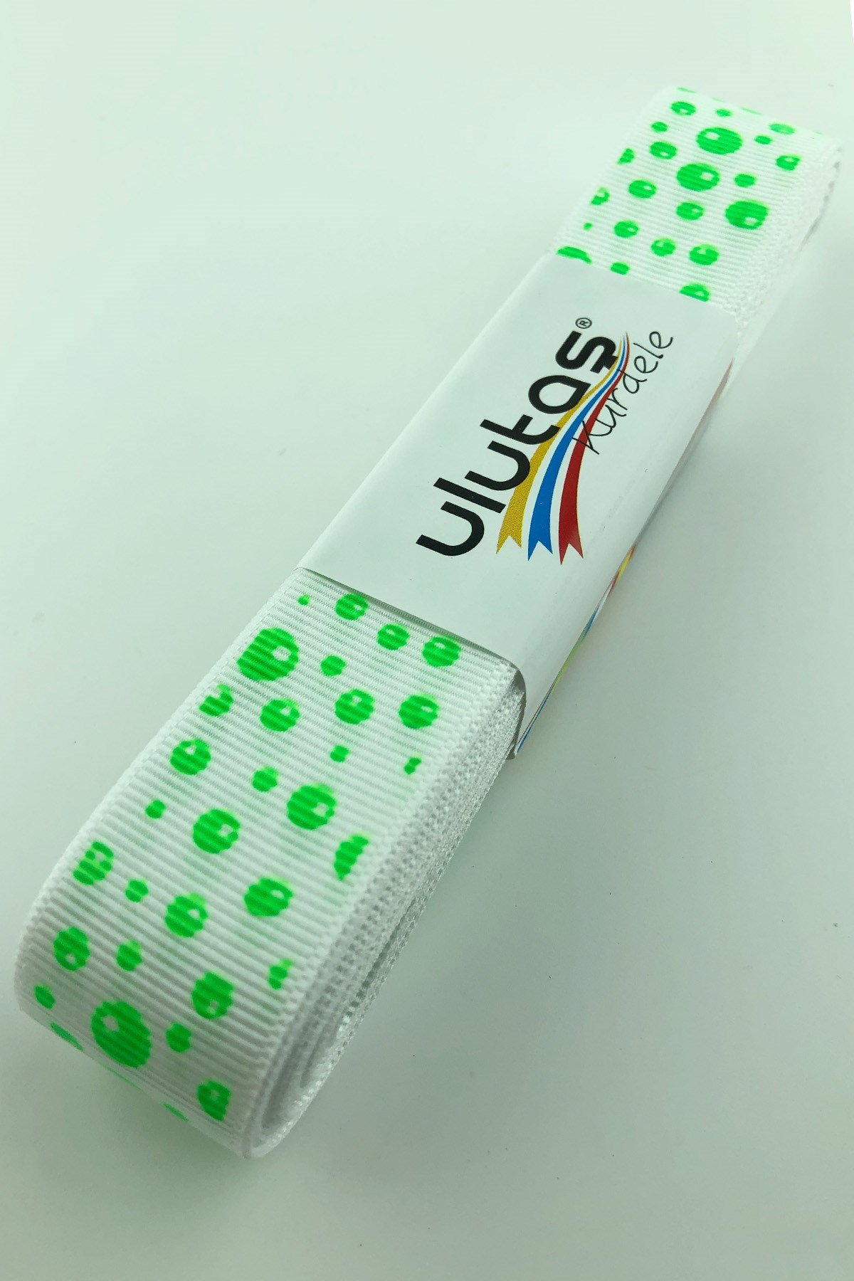 Neon Yeşil Puanlı Baskı Grogren Kurdele 2,5 cm