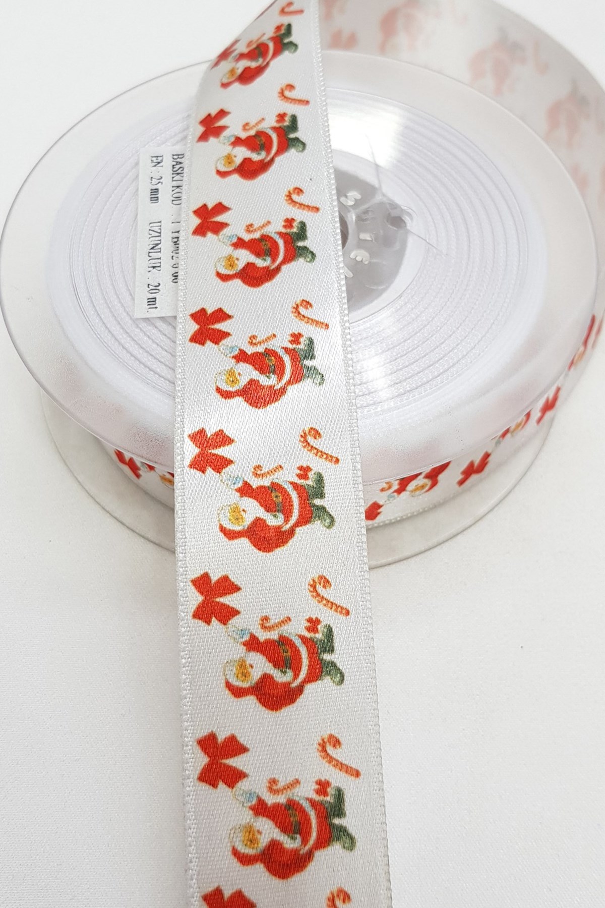 Noel Baba Baskılı Yılbaşı Grogren Kurdele 2,5 cm