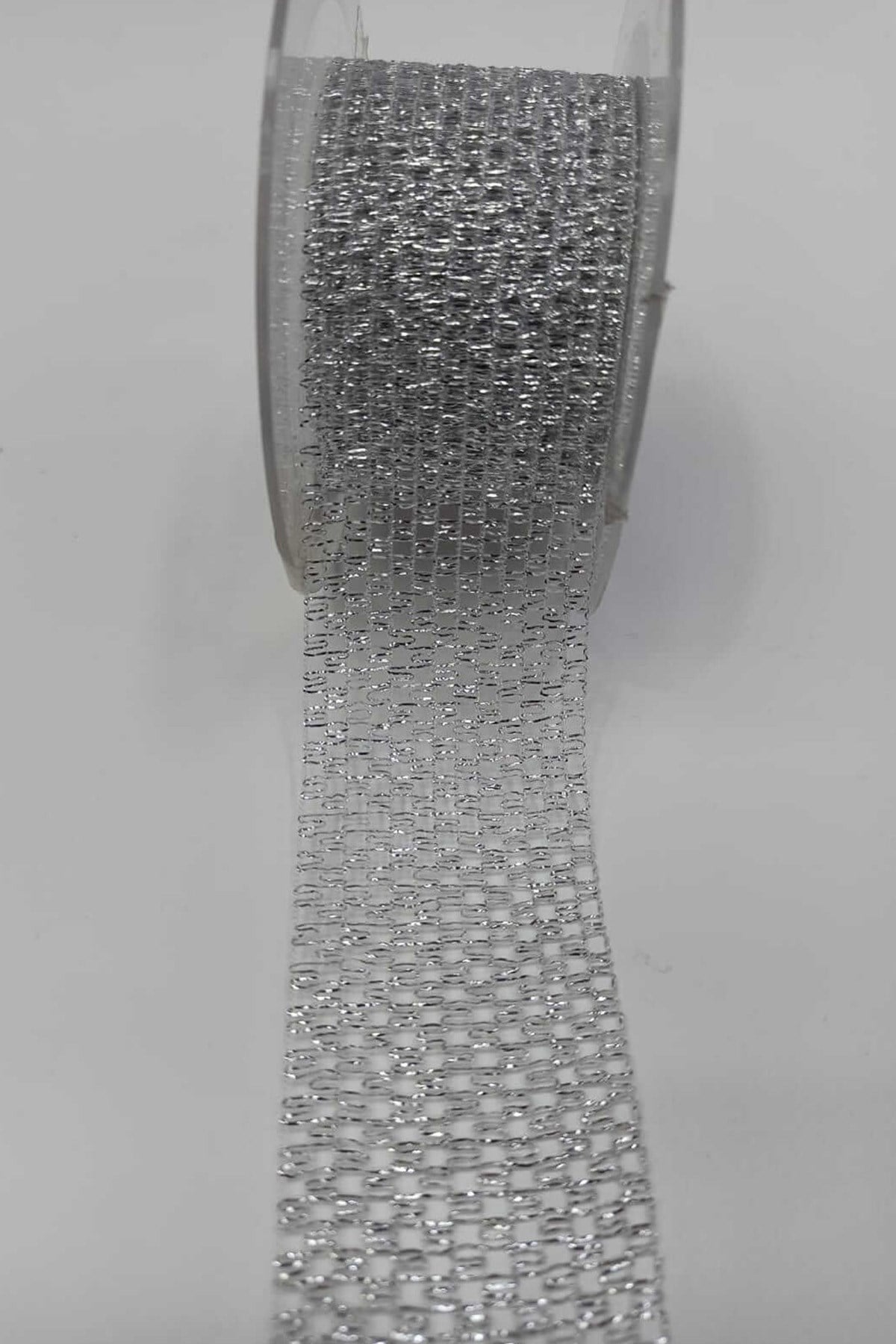 Silver Net Glittery Organza Ribbon 4Cm